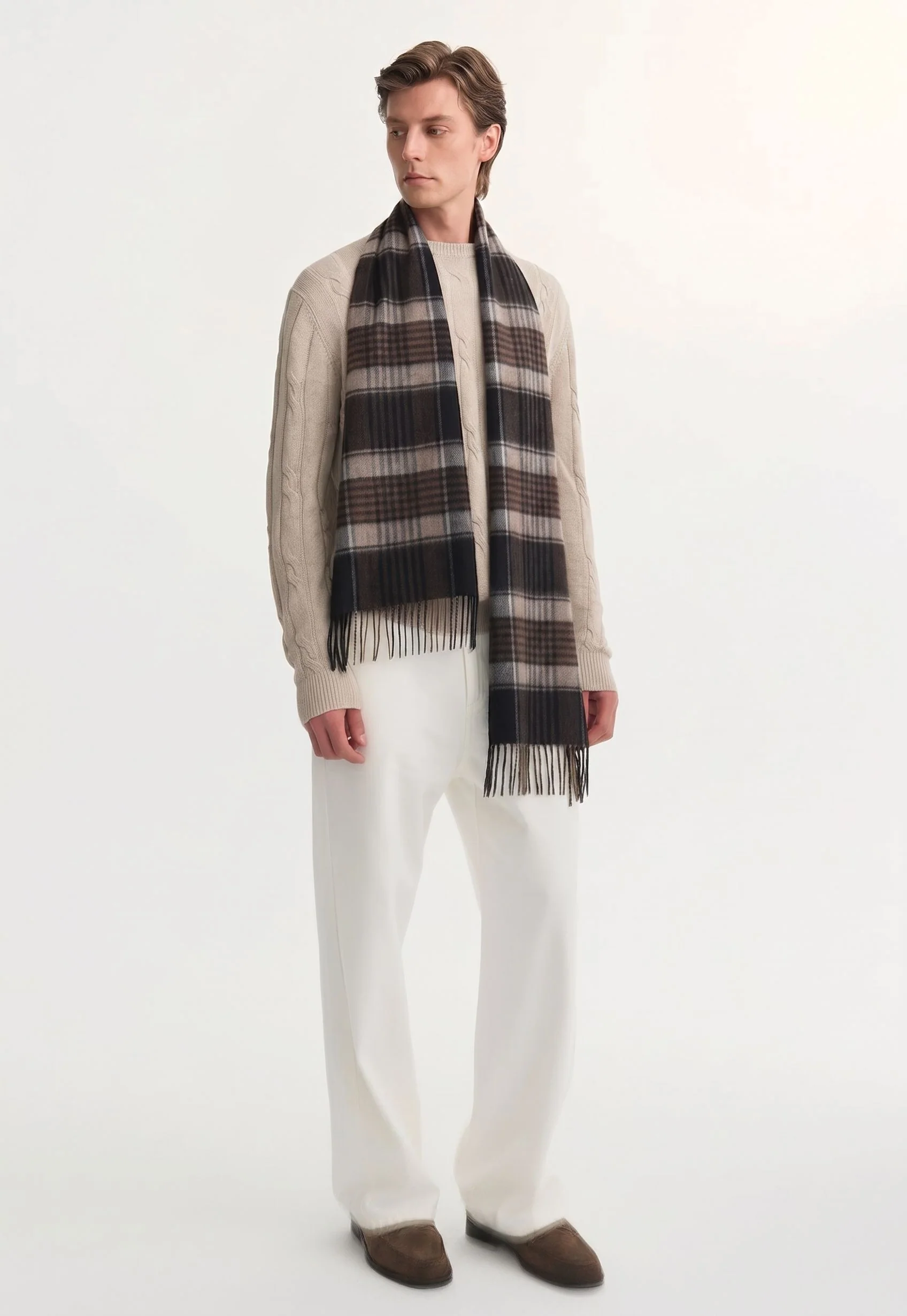 Fringed Plaid Scarf
