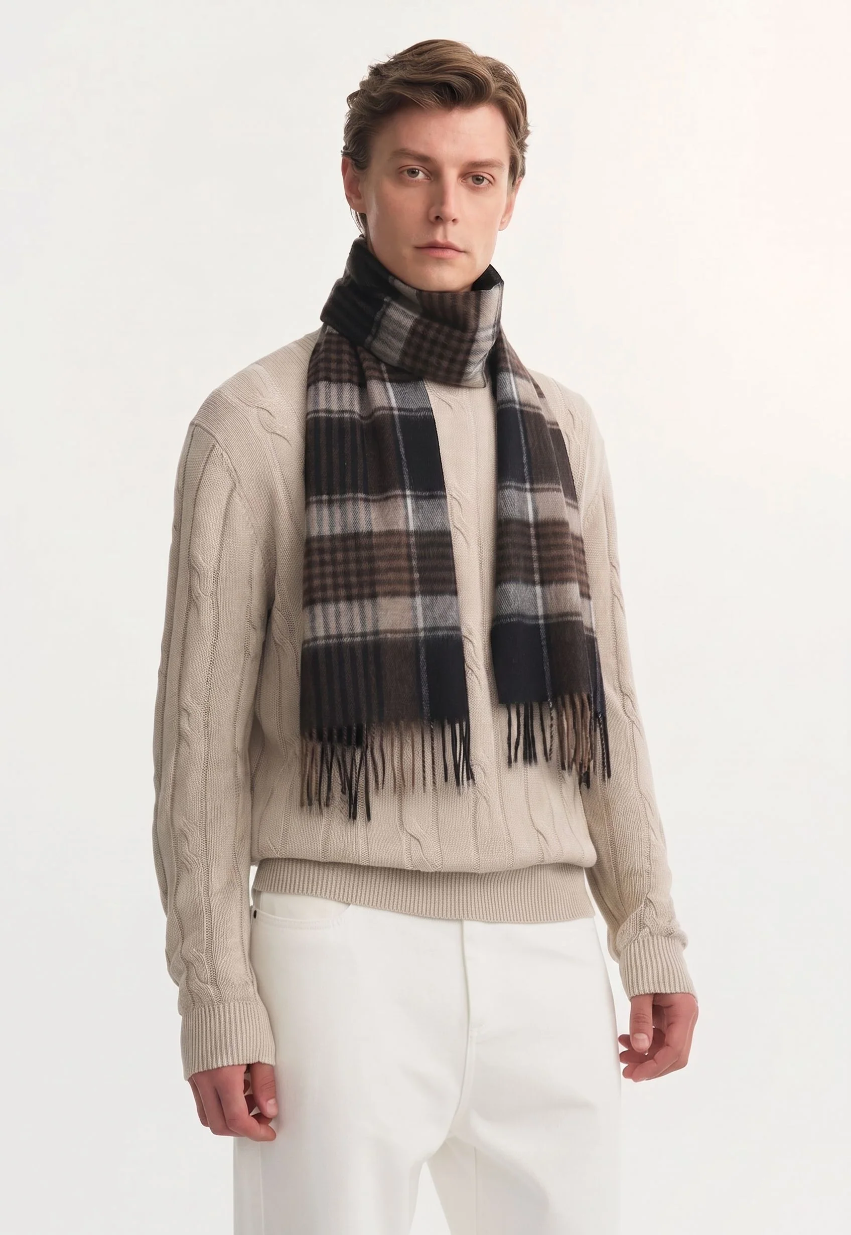Fringed Plaid Scarf - Image 2