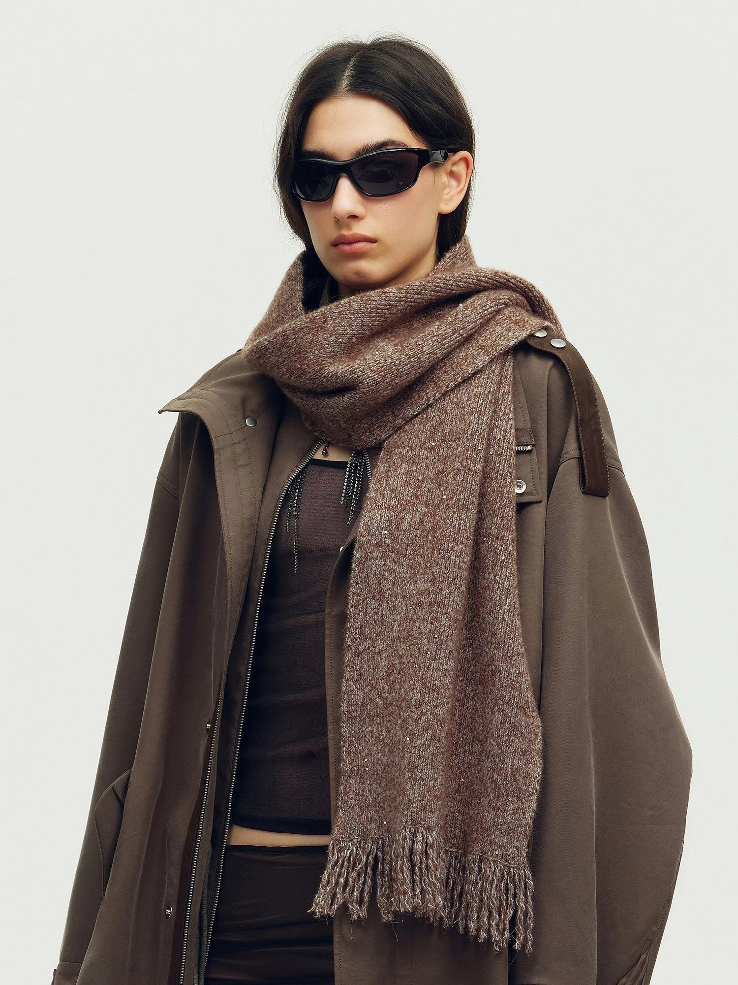 Fringed Sequin Scarf - Image 3