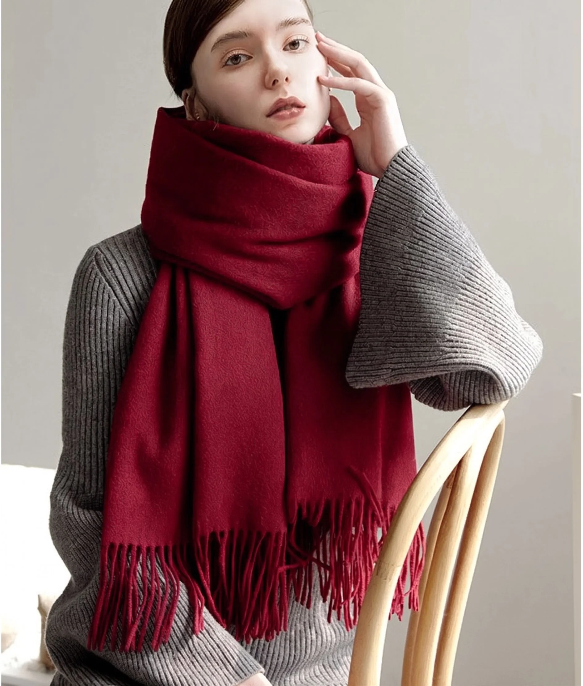Fringed Wool Shawl - Image 8