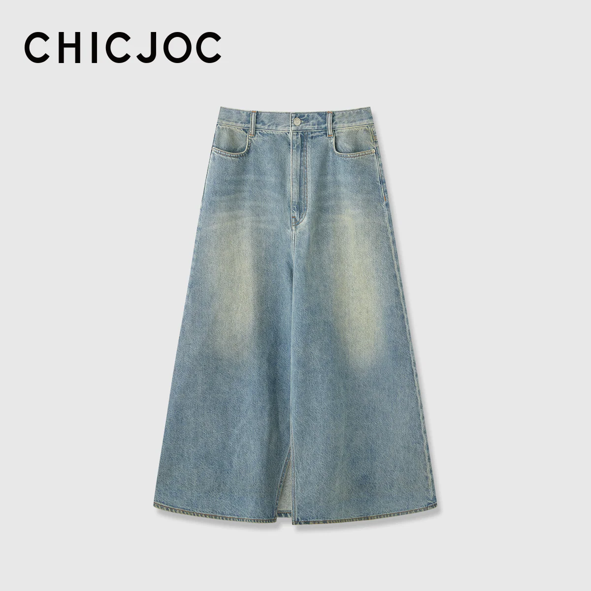 Front-SlitA-LineDenimSkirt - Image 6