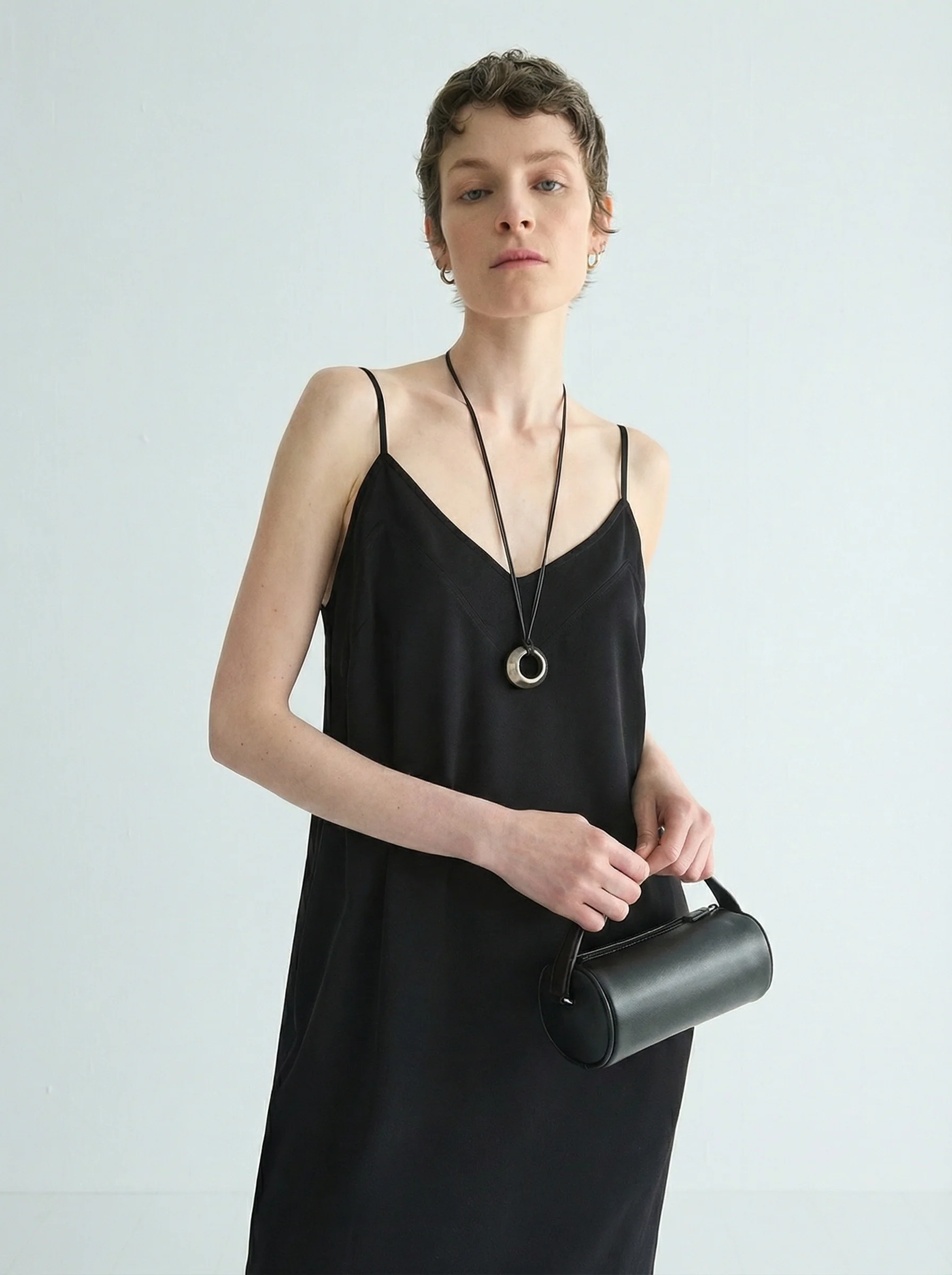 Frosted Acetate Crepe V-Neck Slip Dress - Image 4