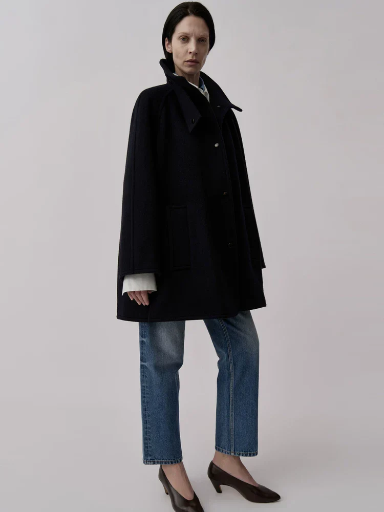 Funnel Collar A-Line Coat