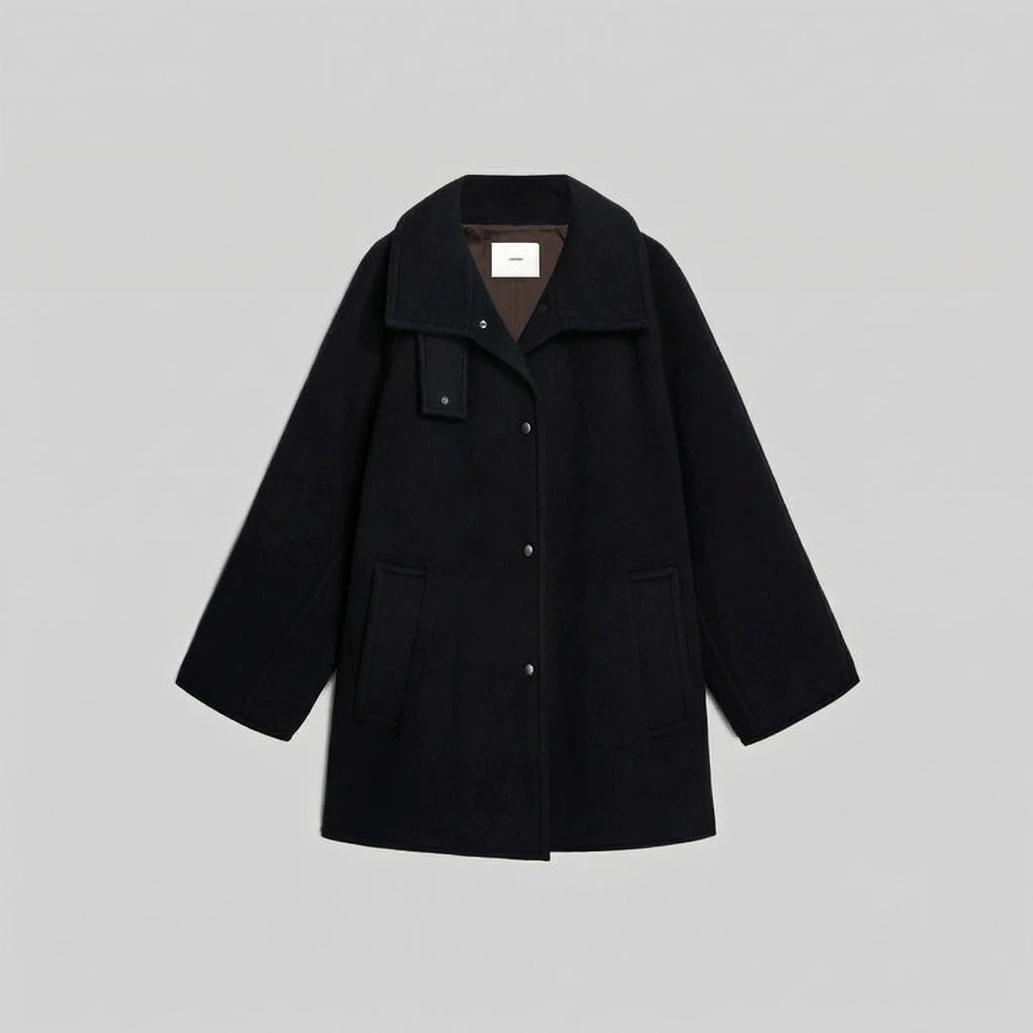 Funnel Collar A-Line Coat - Image 5