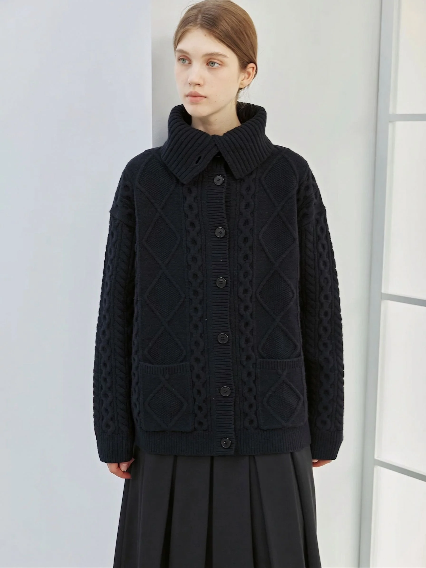 Funnel Collar Cardigan