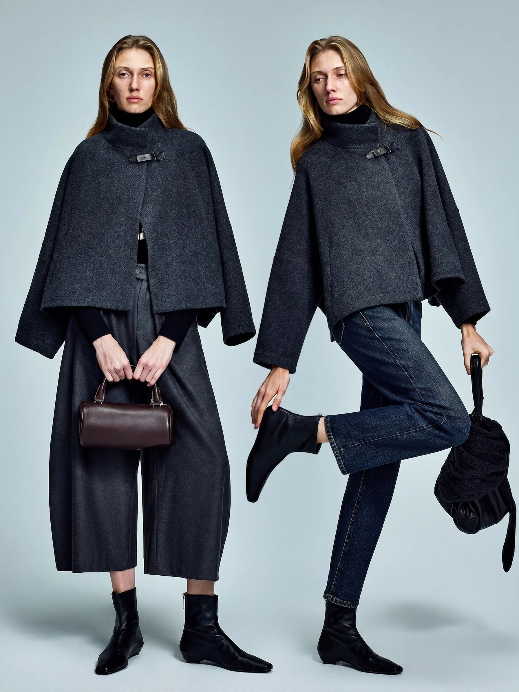 Funnel Neck Cape Jacket