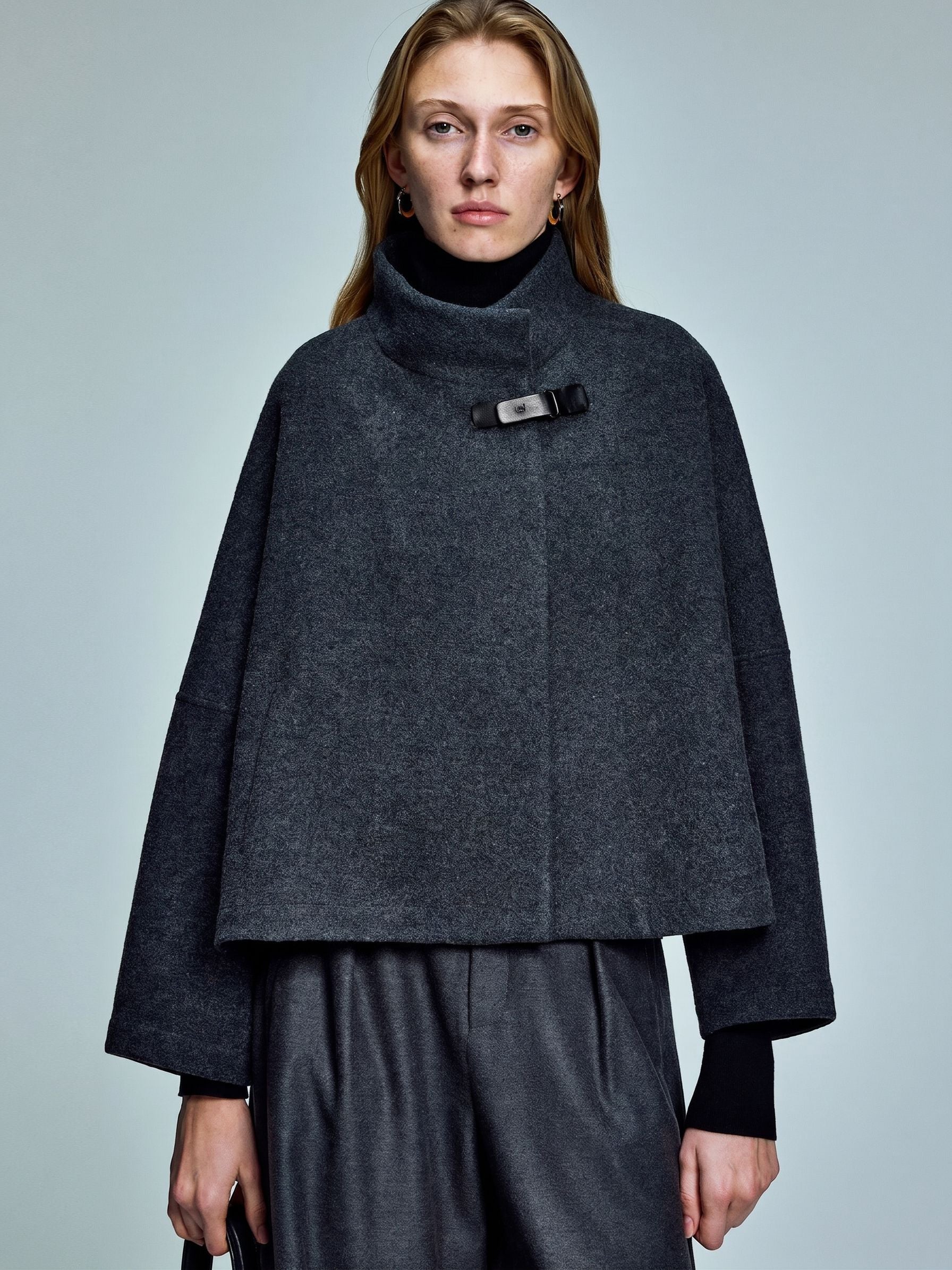 Funnel Neck Cape Jacket - Image 2
