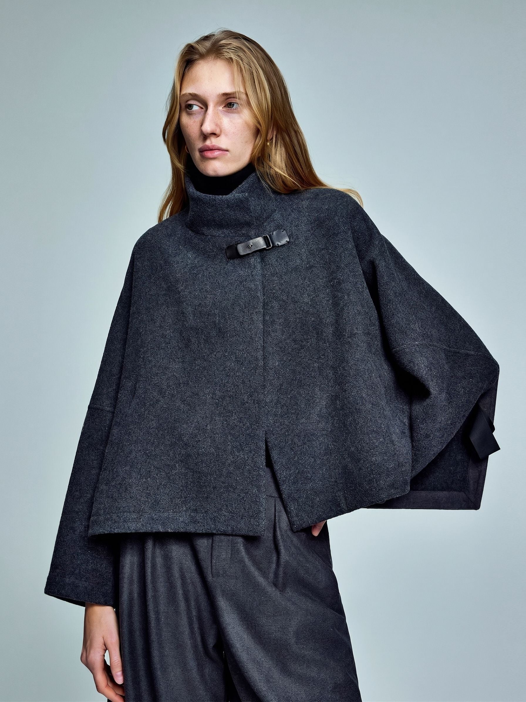 Funnel Neck Cape Jacket - Image 4