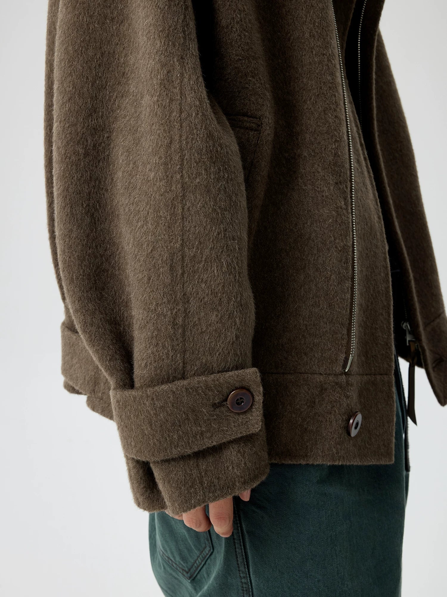 Funnel-Neck Double-Faced Wool Jacket - Image 5