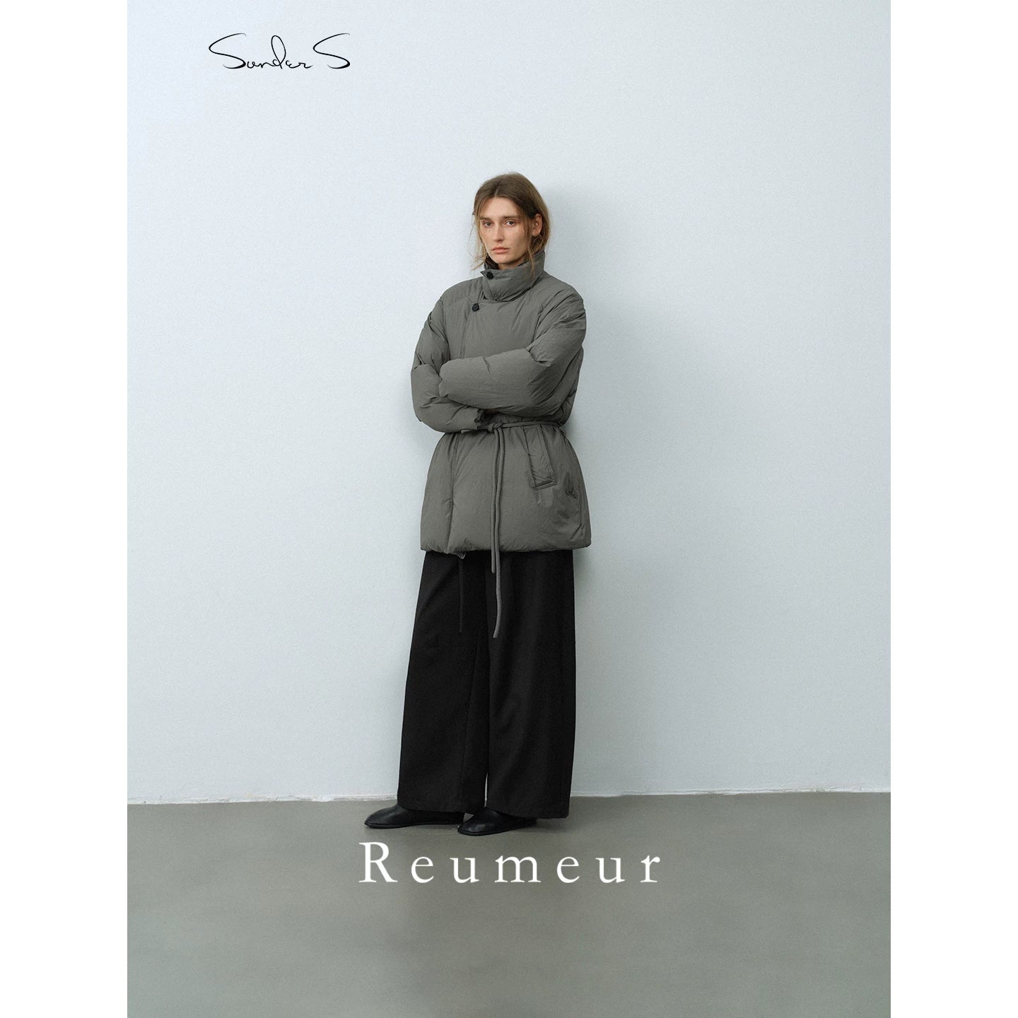 Funnel Neck Rope-Belt Down Jacket - Image 5