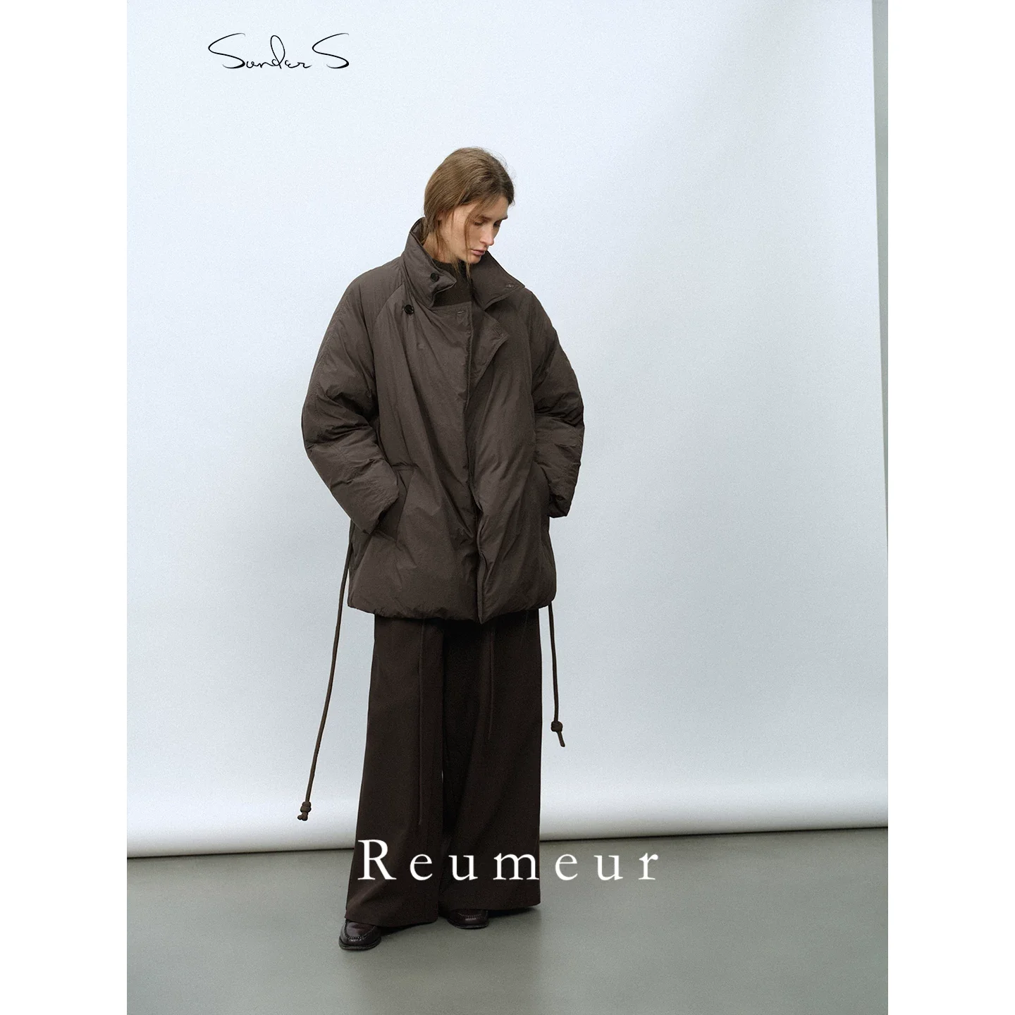 Funnel Neck Rope-Belt Down Jacket - Image 6