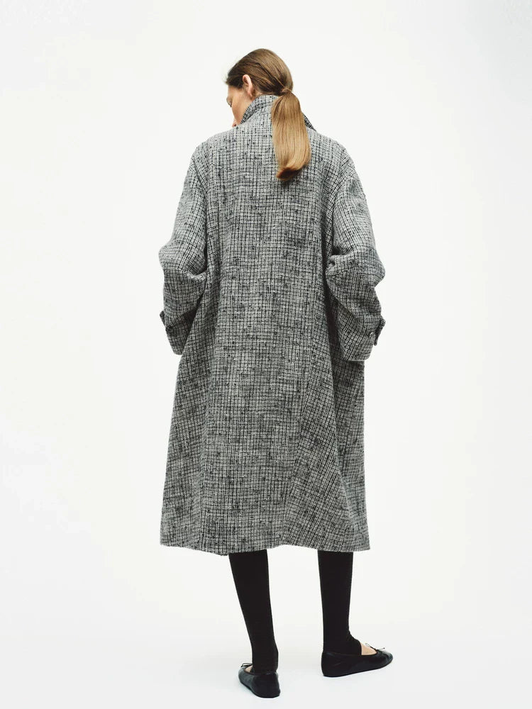 Funnel-Neck Tweed Coat - Image 2