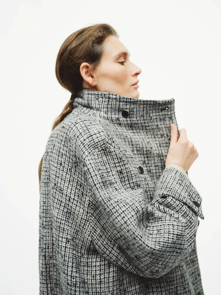 Funnel-Neck Tweed Coat - Image 3