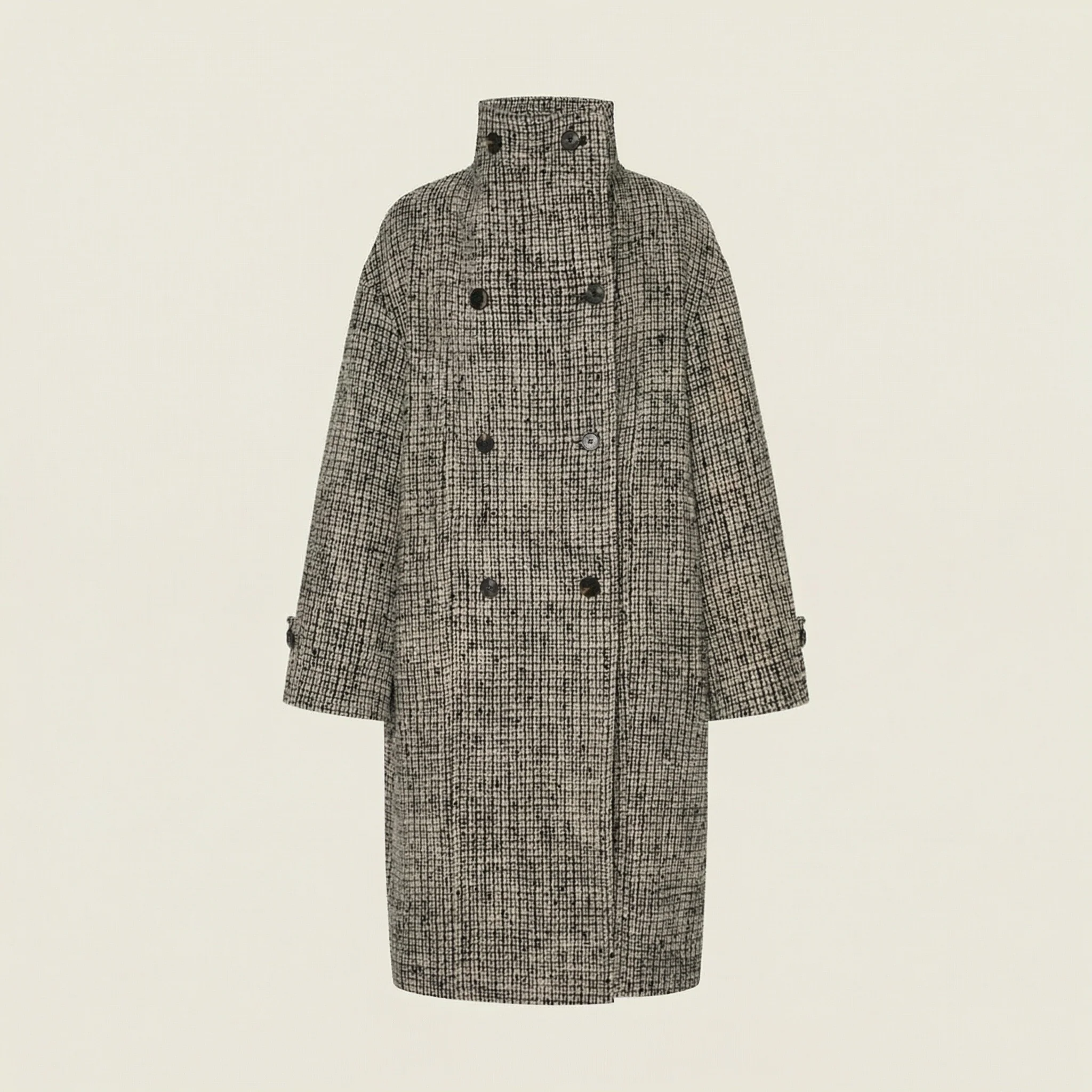 Funnel-Neck Tweed Coat - Image 6