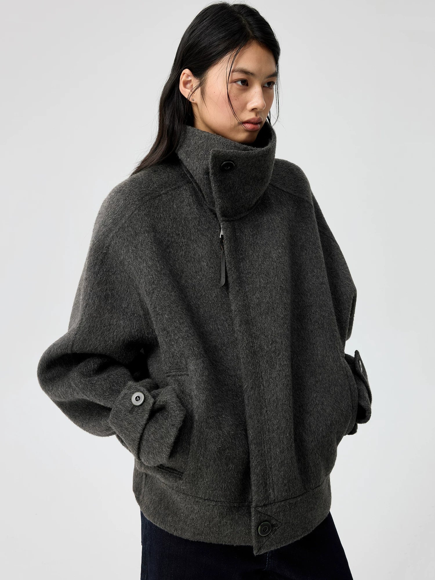 Funnel-Neck Wool-Blend Jacket - Image 3
