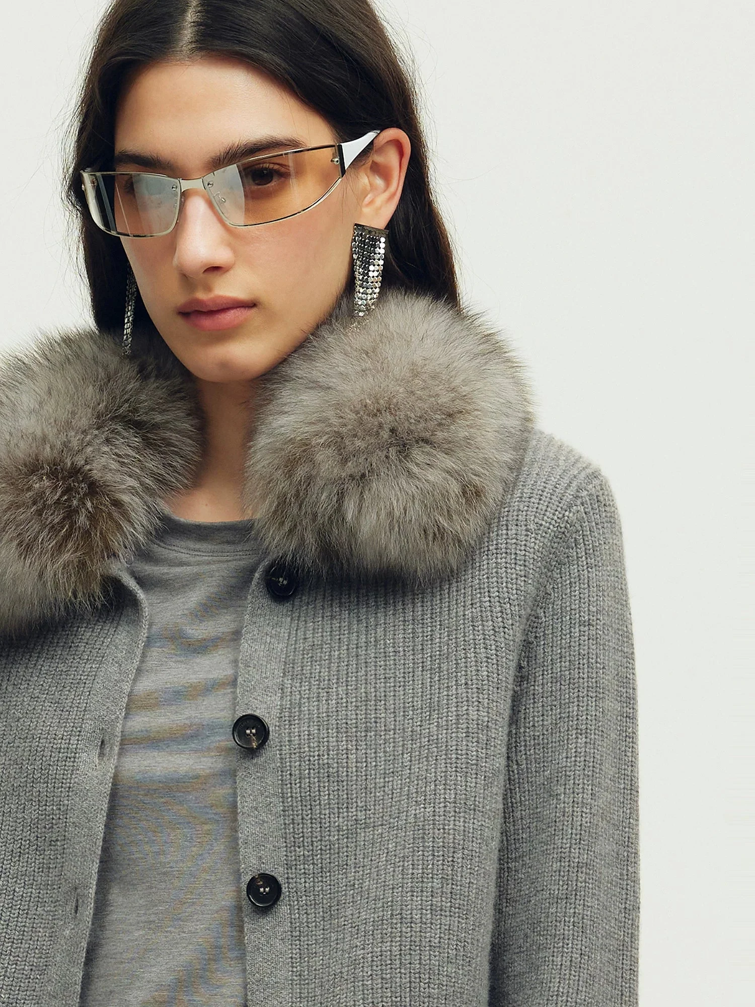 Fur Collar Cardigan - Image 6