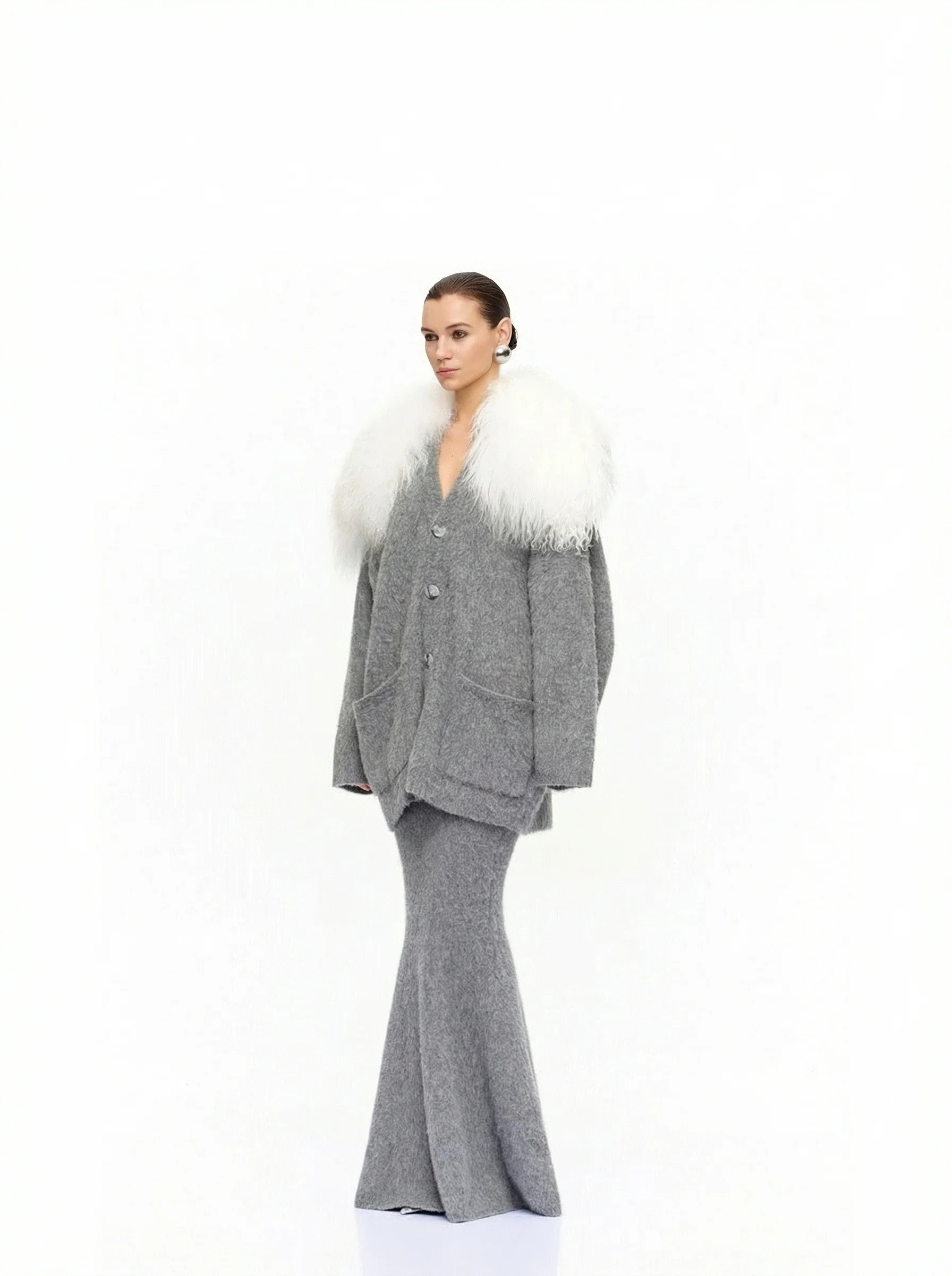 Fur-Collar Knit Set - Image 2
