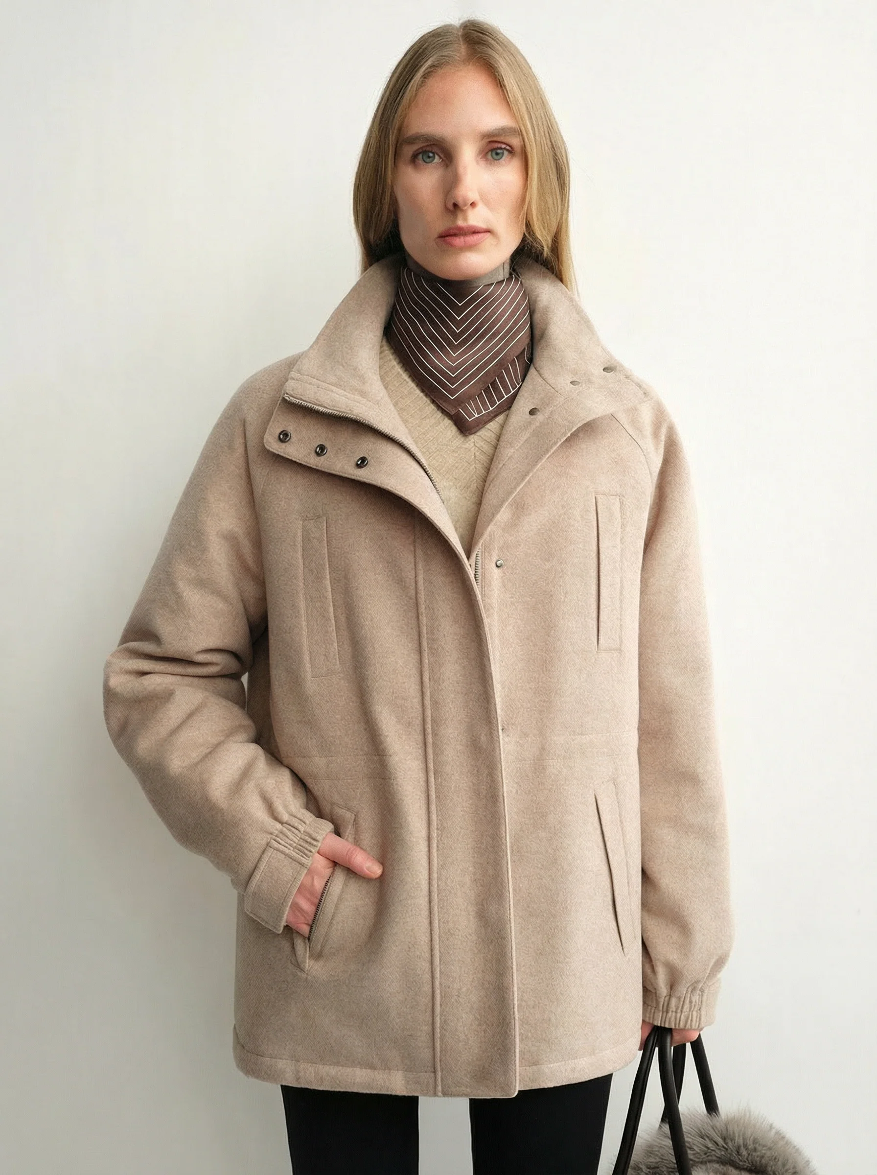 Fur Collar Wool Parka - Image 3