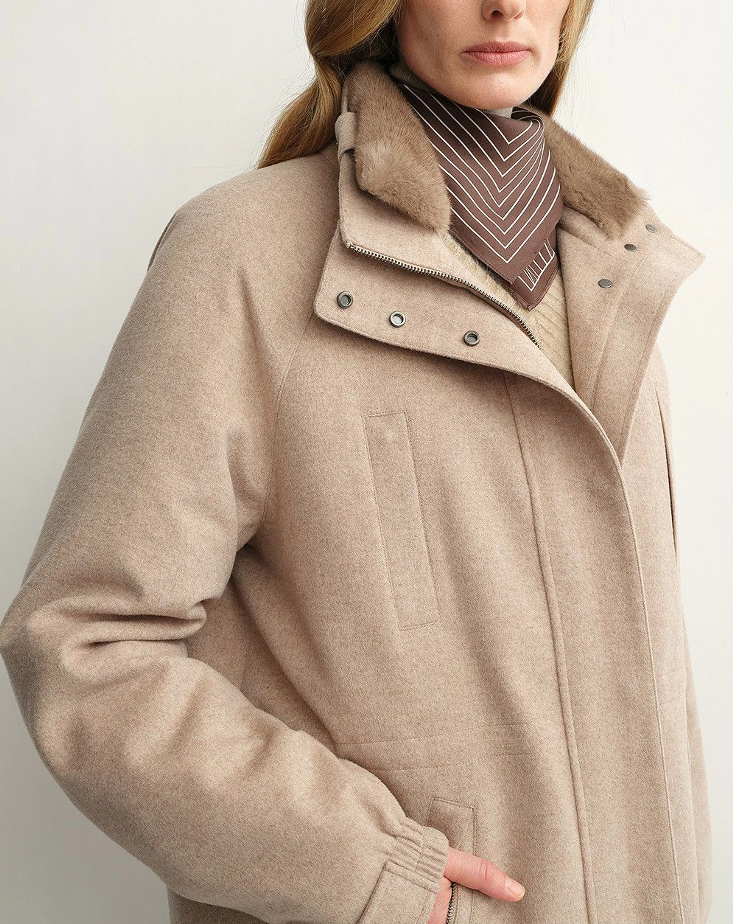 Fur Collar Wool Parka - Image 4