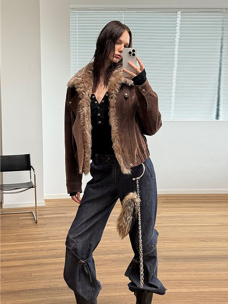 Fur-Lined Biker Jacket - Image 4