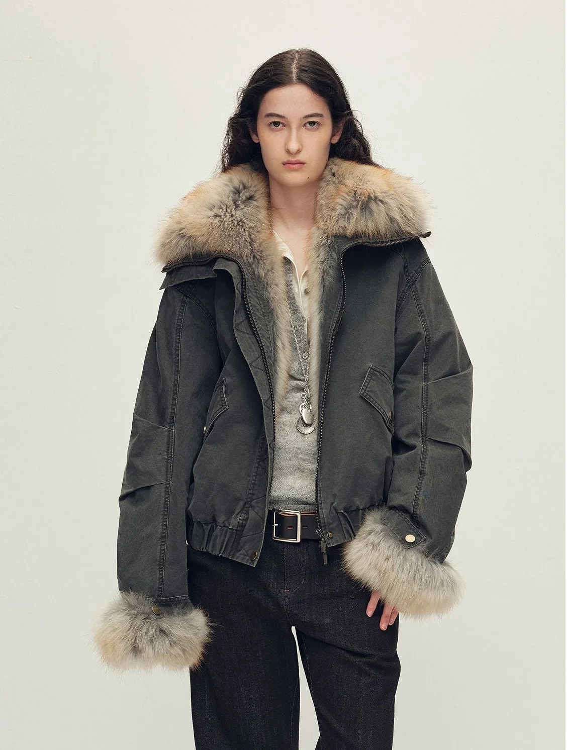 Fur-Trim Bomber Jacket - Image 8