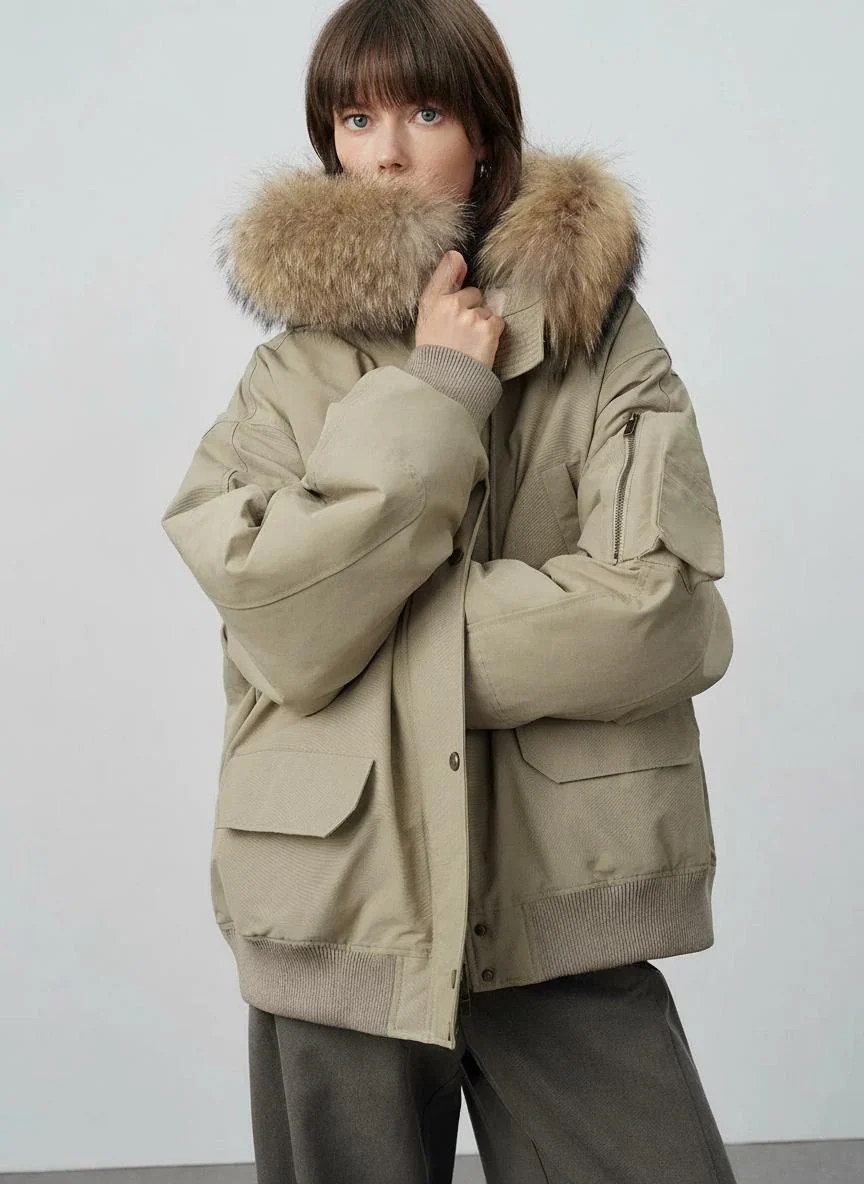 Fur-Trim Hooded Down Parka