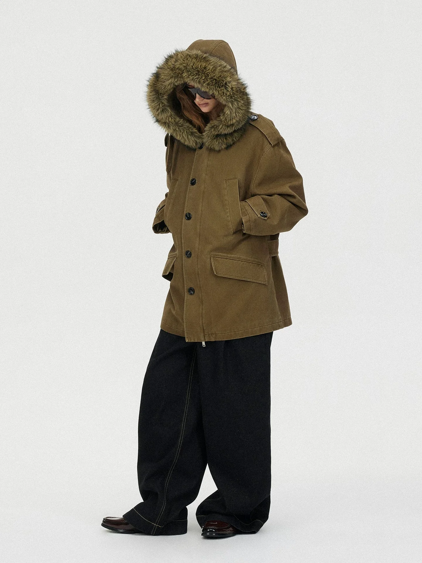 Fur-Trim Hooded Parka