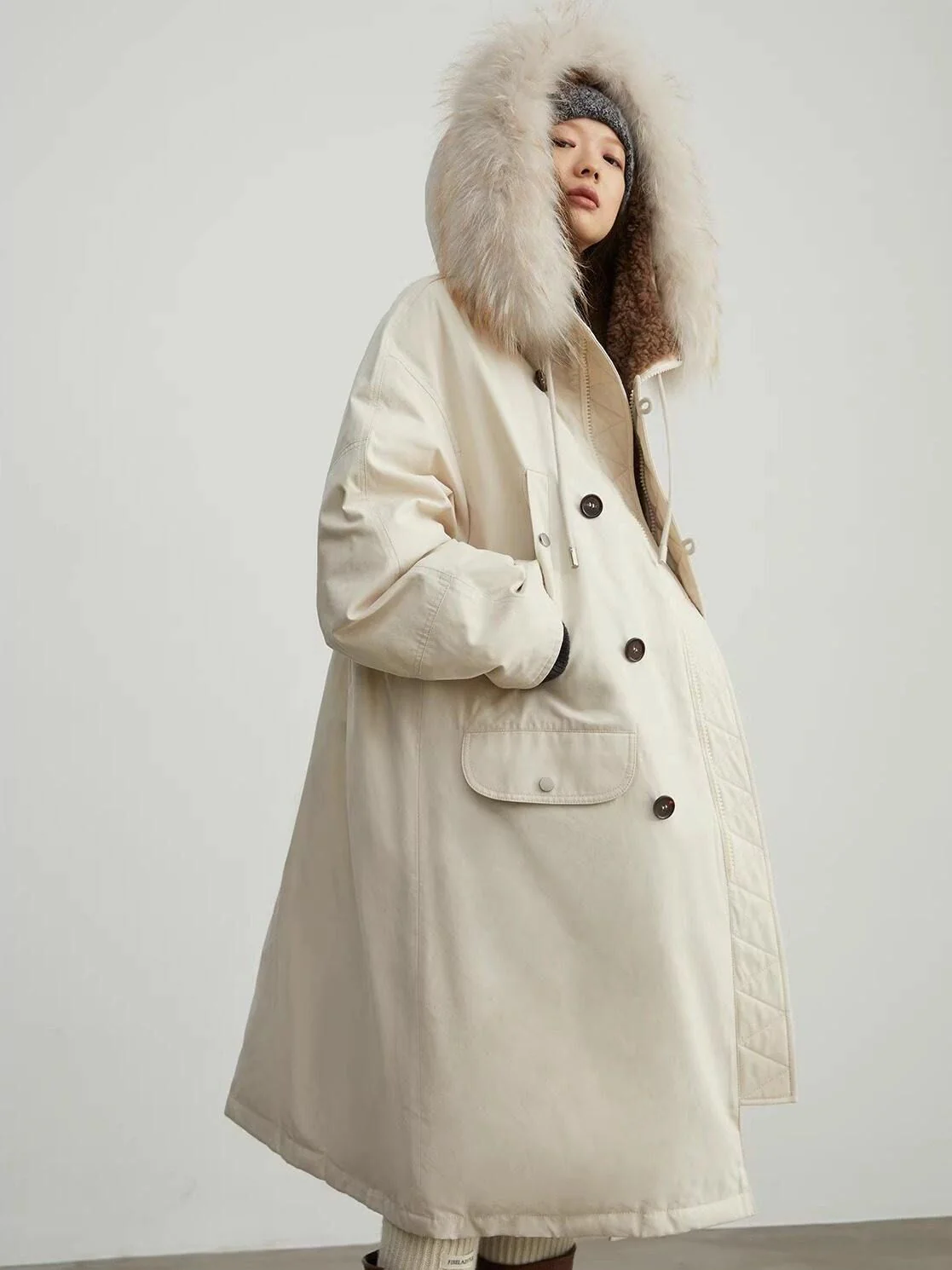 Fur-Trim Parka Coat - Image 3
