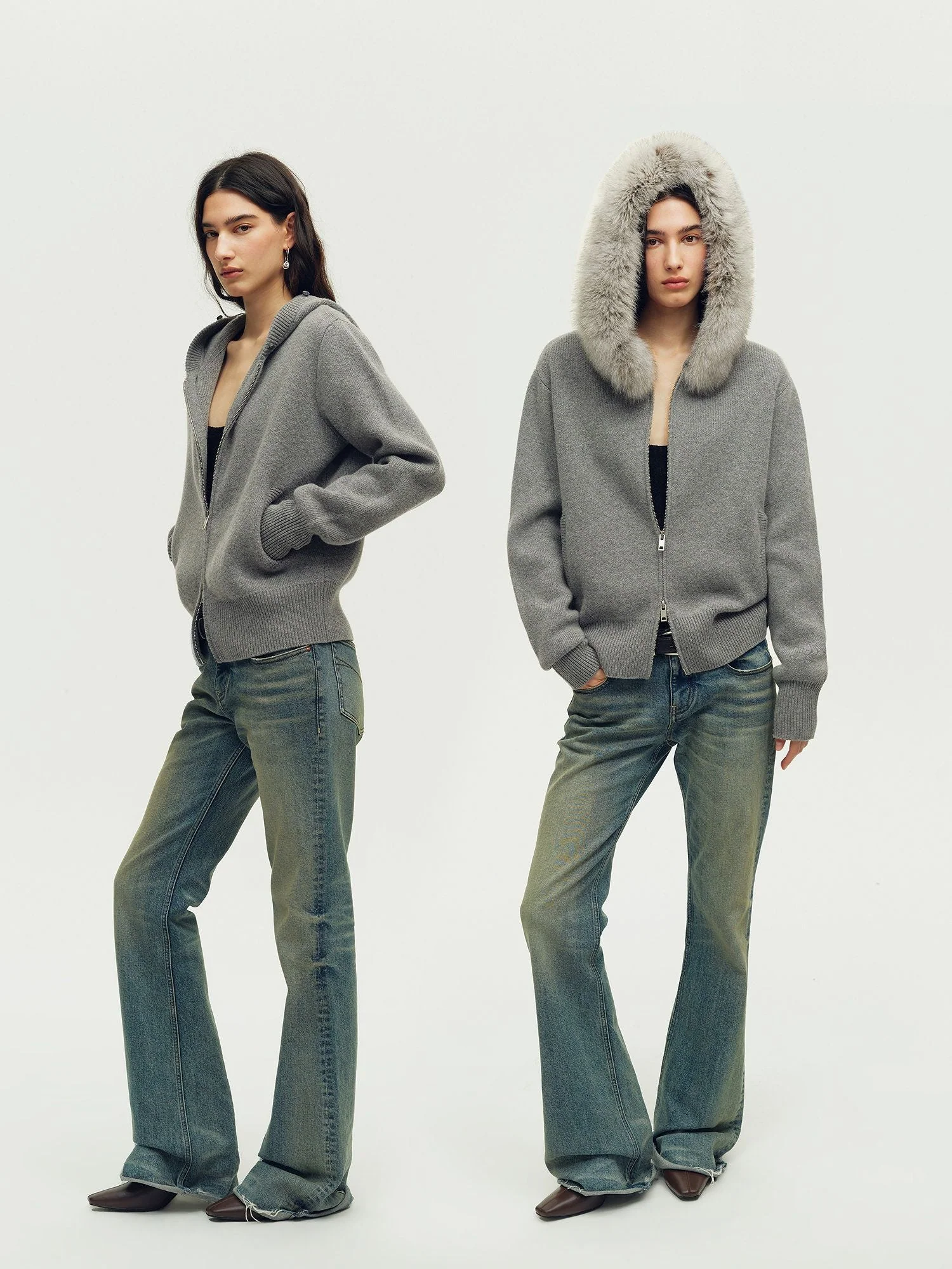 Fur-Trim Zip Hoodie - Image 2