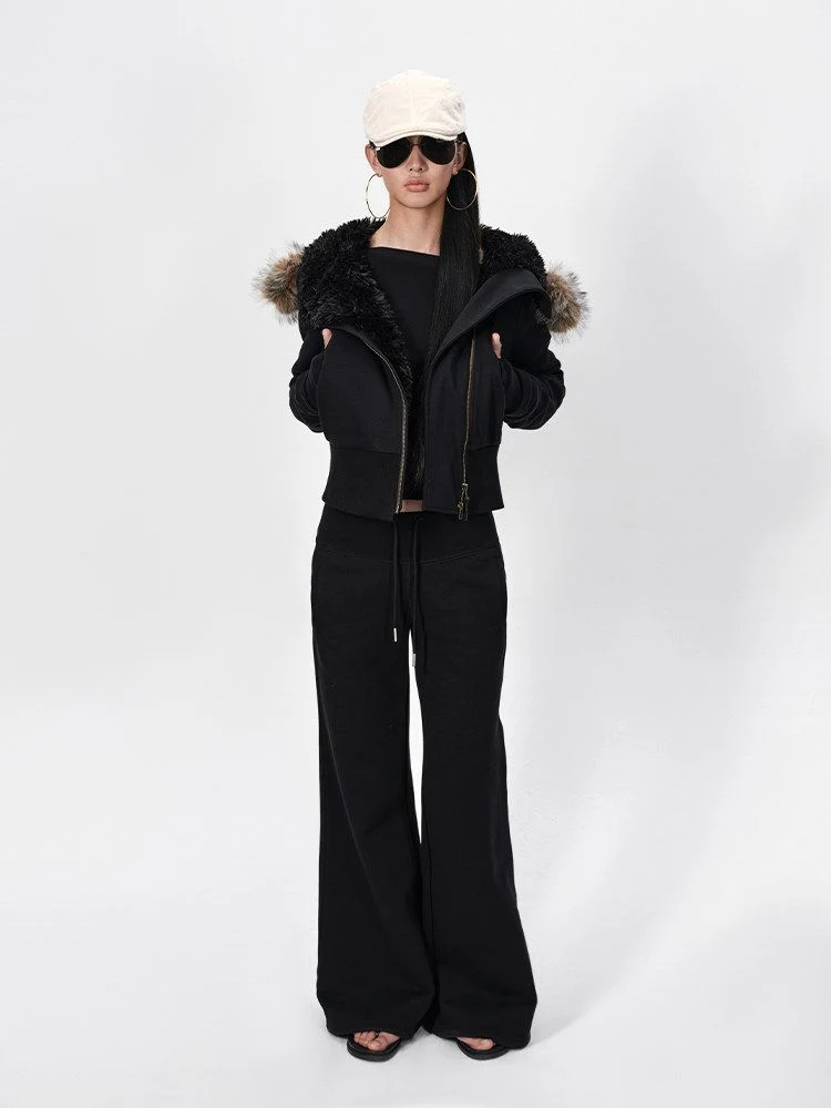 Fur Trim Zip Hoodie