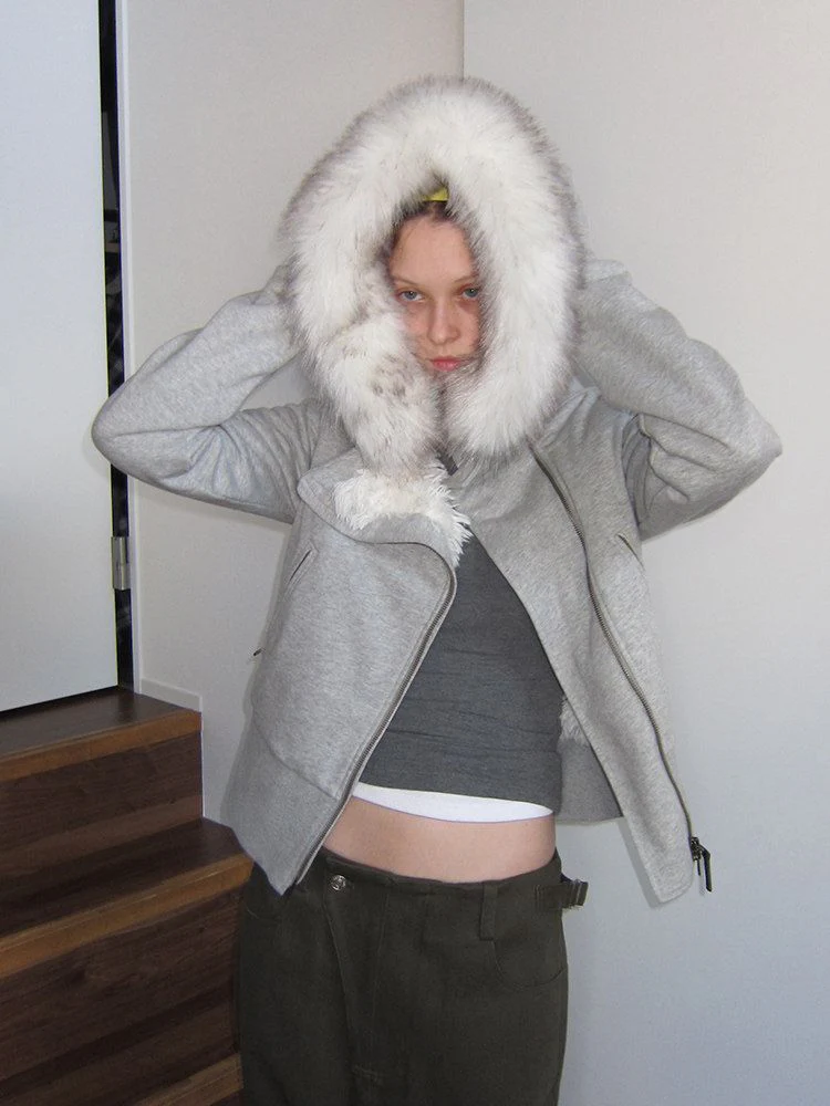 Fur Trim Zip Hoodie - Image 3