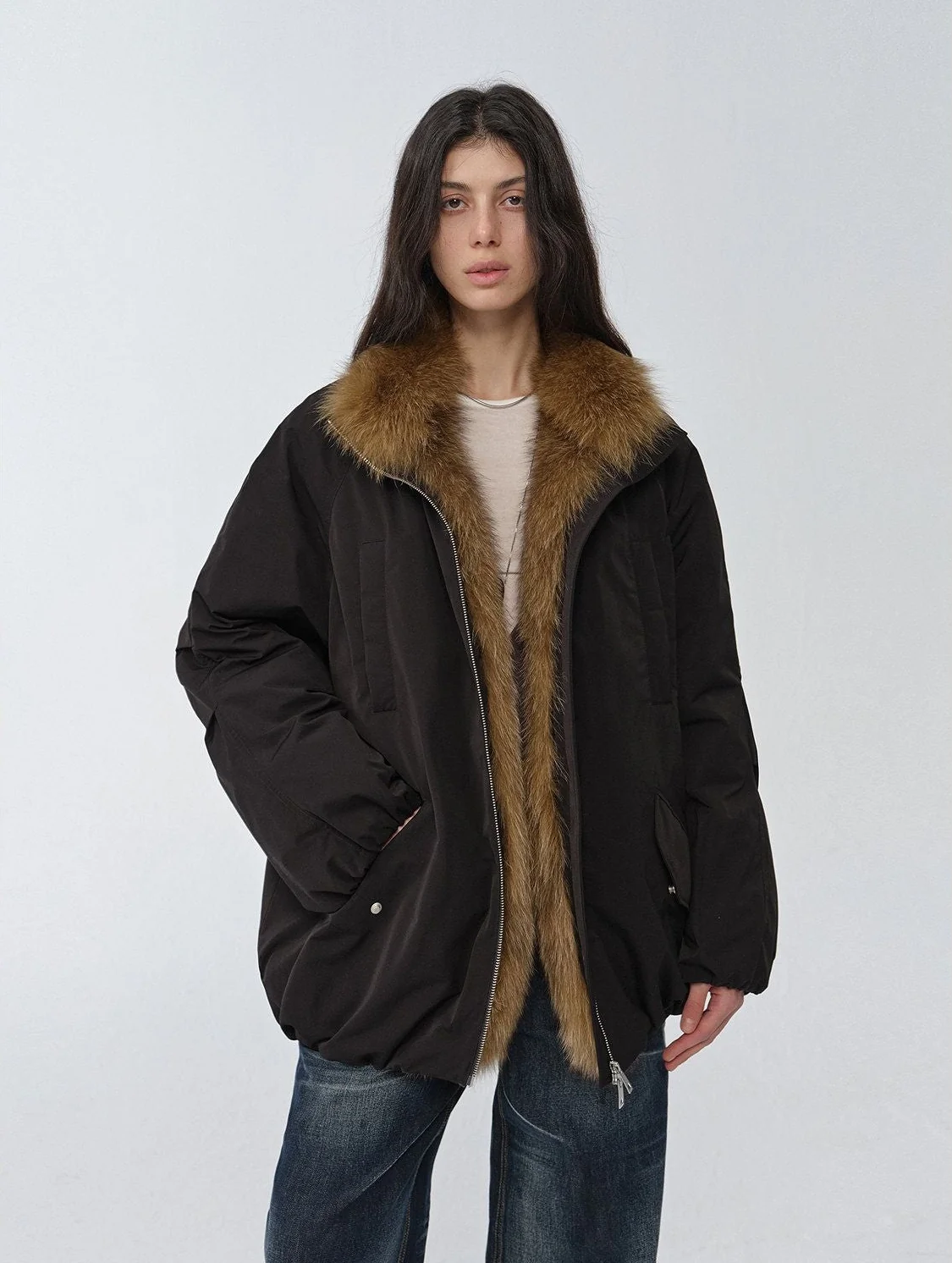 Fur-Trim Zip Puffer - Image 8