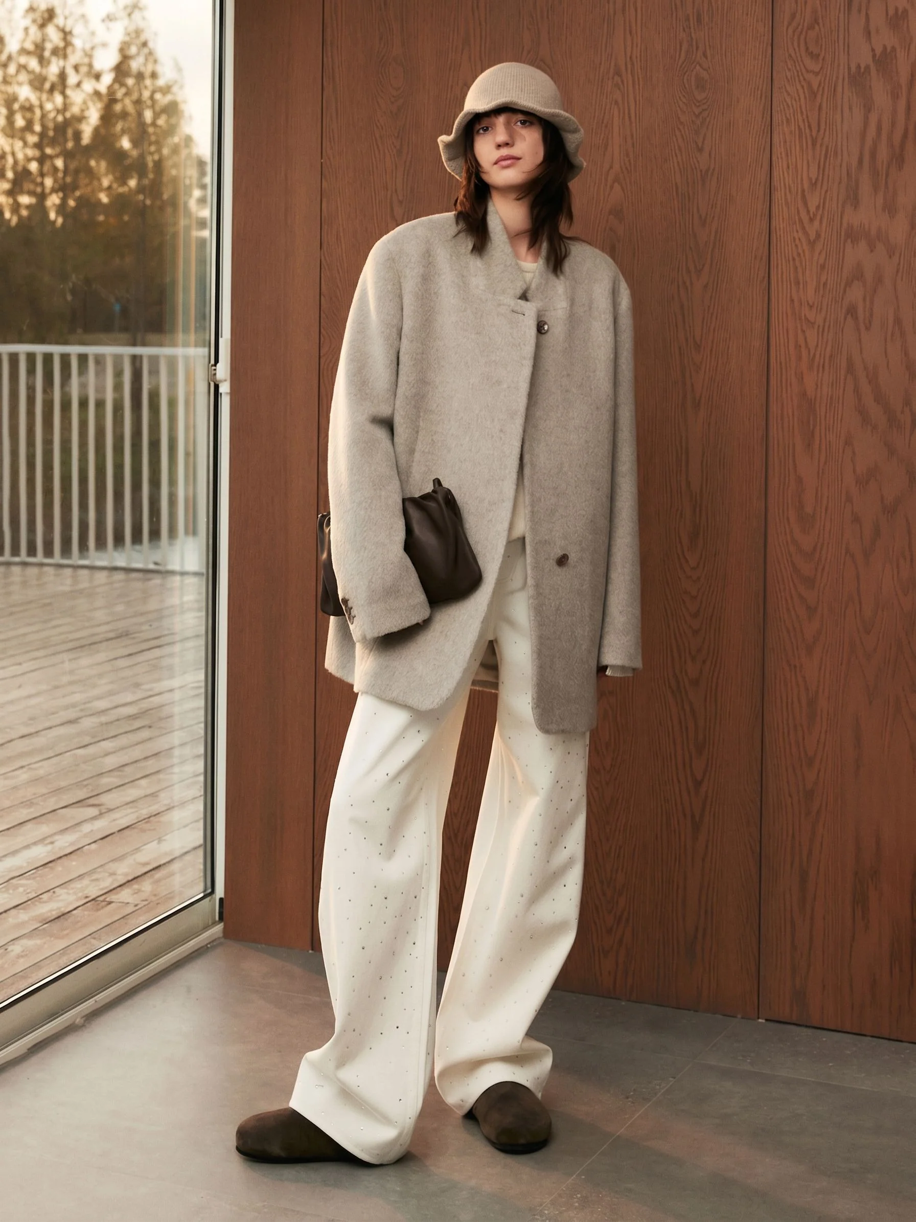 Fuzzy Band-Collar Coat - Image 8