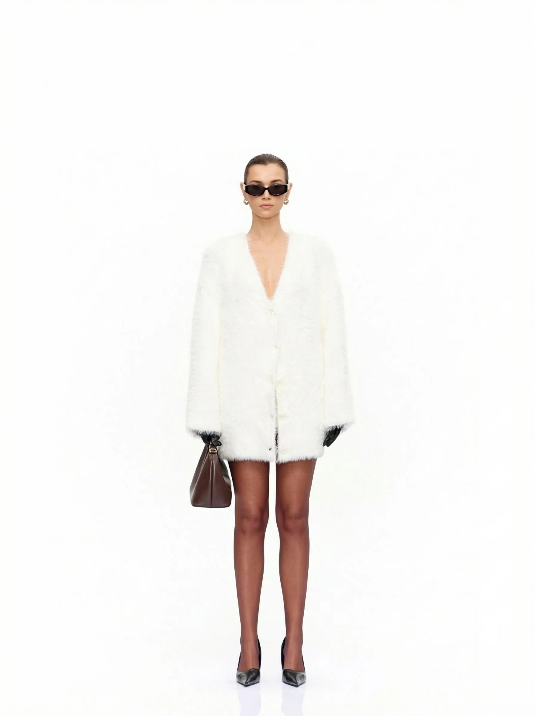 Fuzzy Cardigan Set