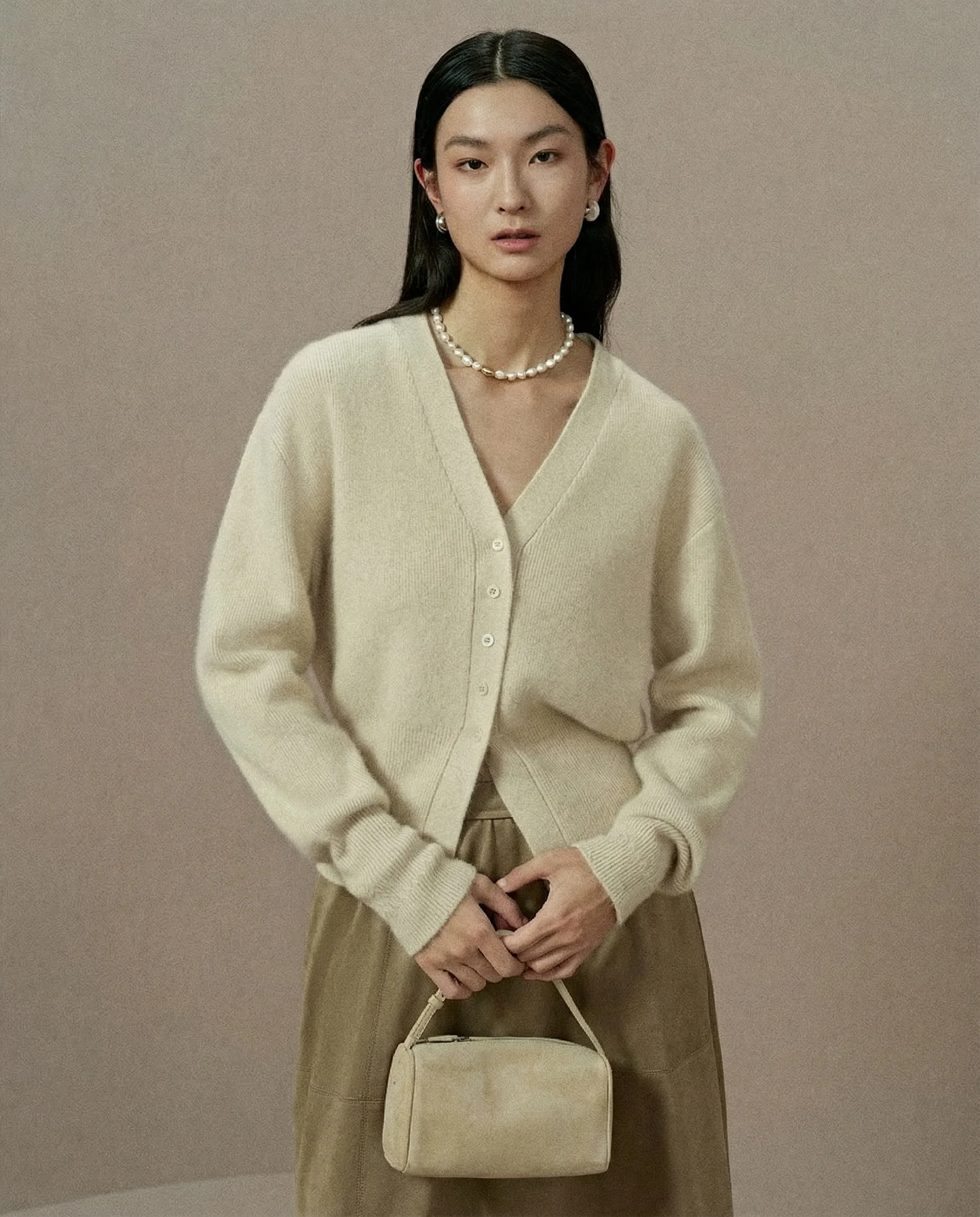 Fuzzy V-Neck Cardigan