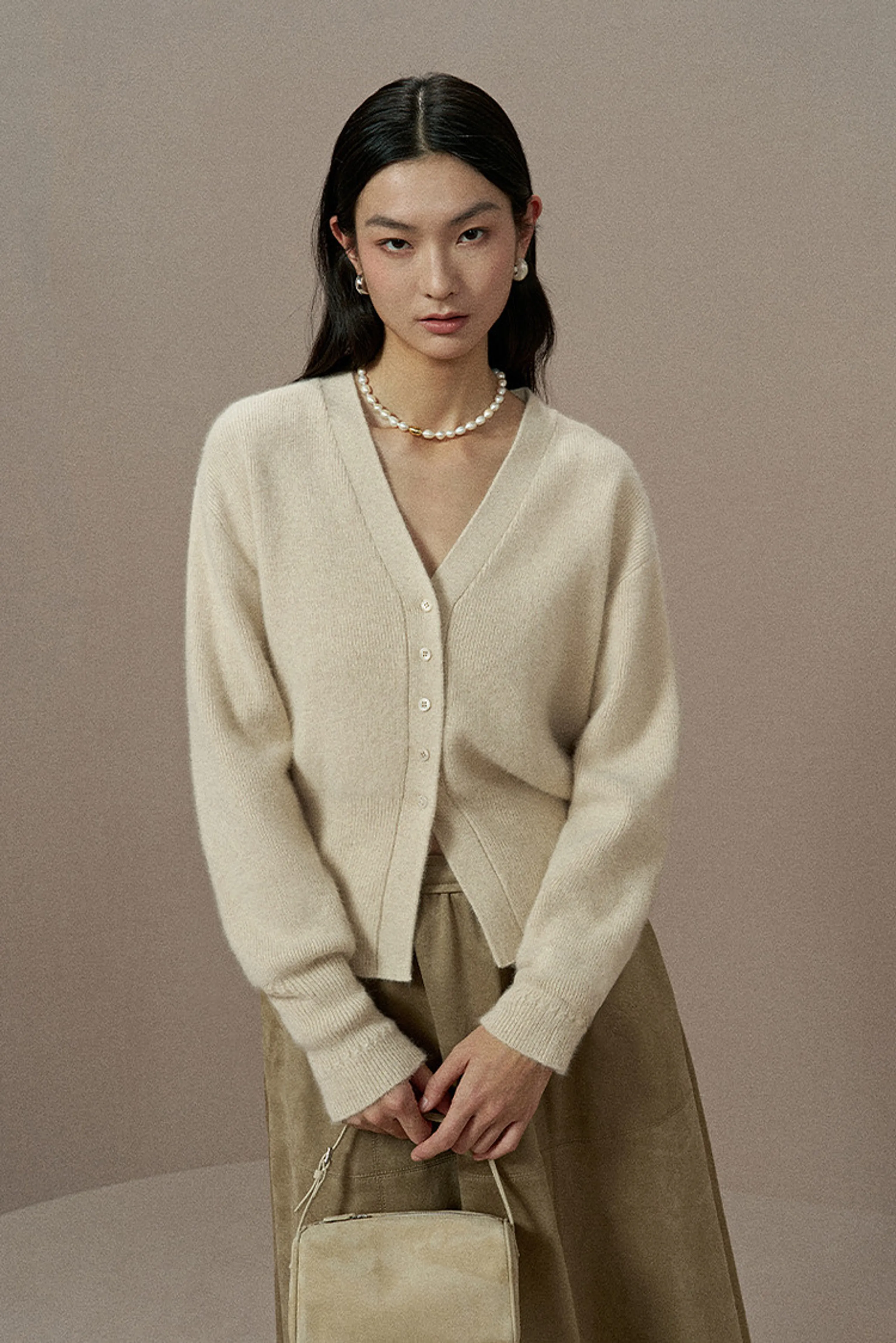 Fuzzy V-Neck Cardigan - Image 3