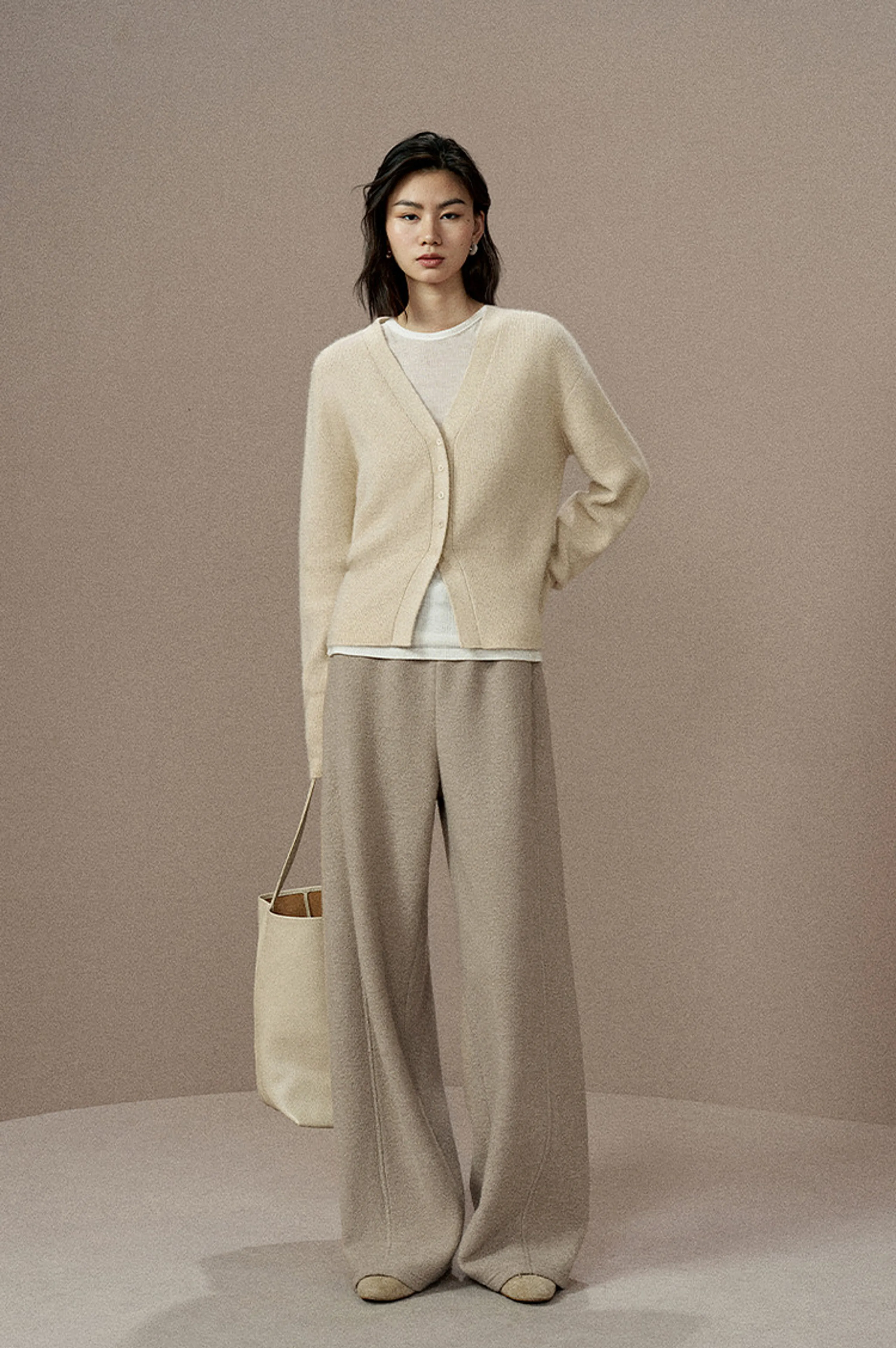 Fuzzy V-Neck Cardigan - Image 4
