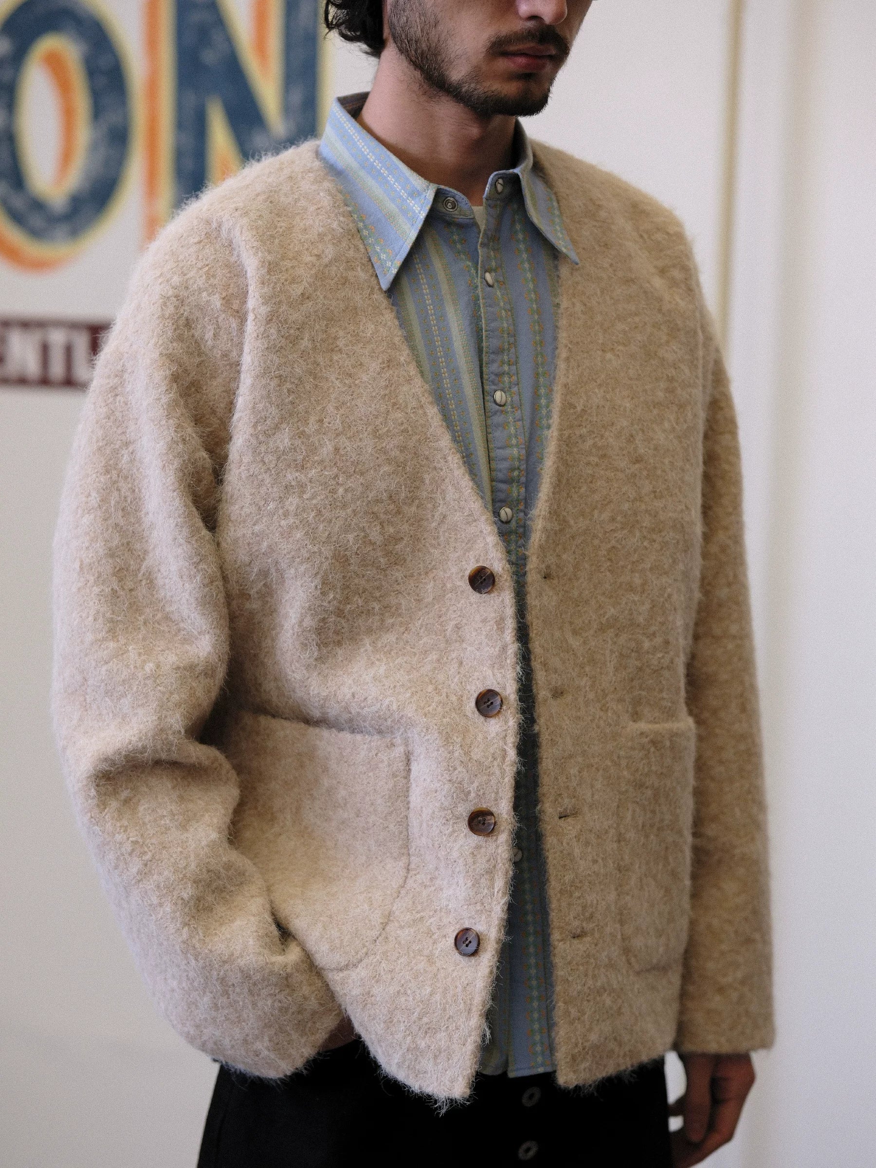 Fuzzy V-Neck Cardigan