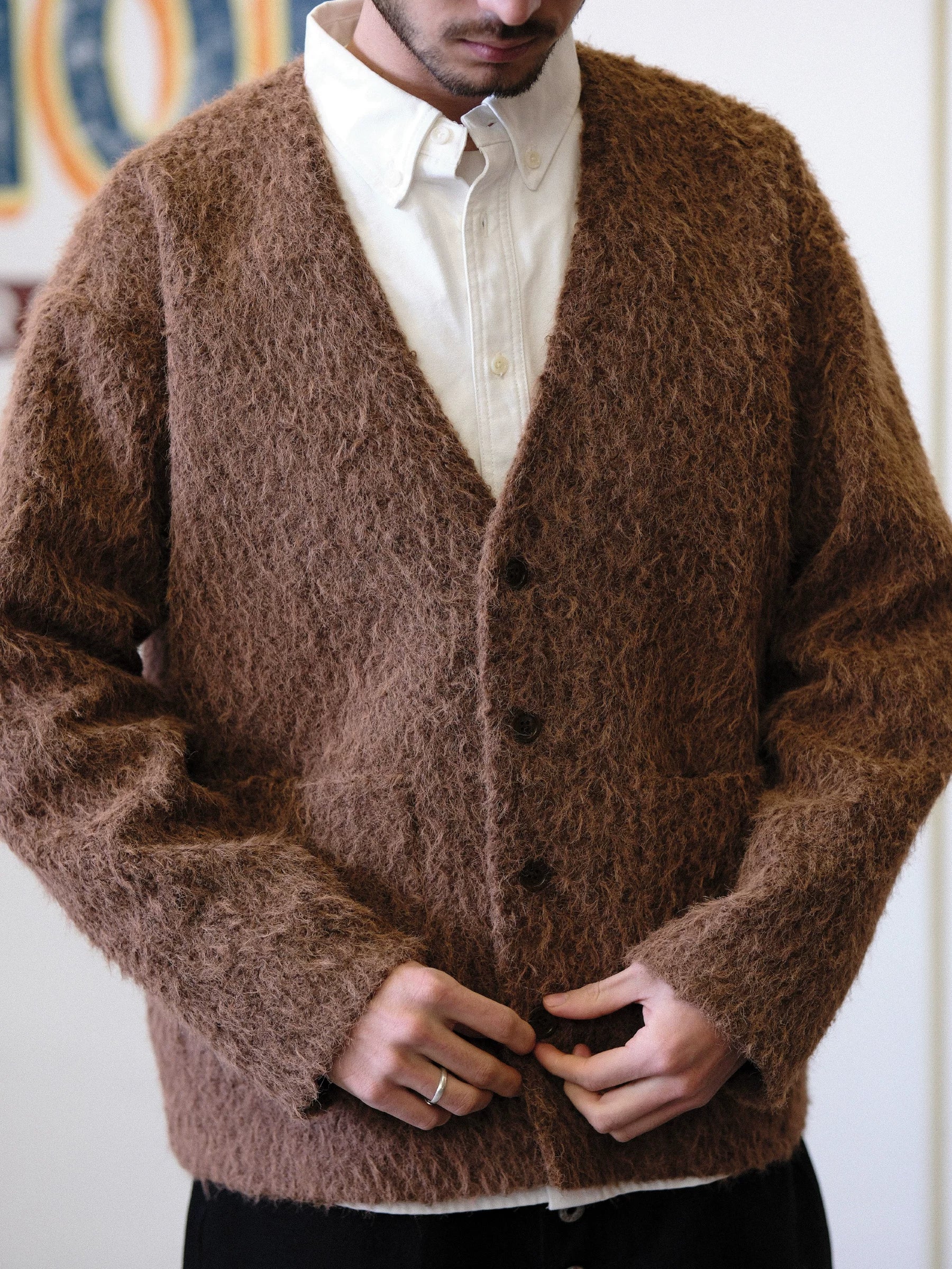 Fuzzy V-Neck Cardigan - Image 5