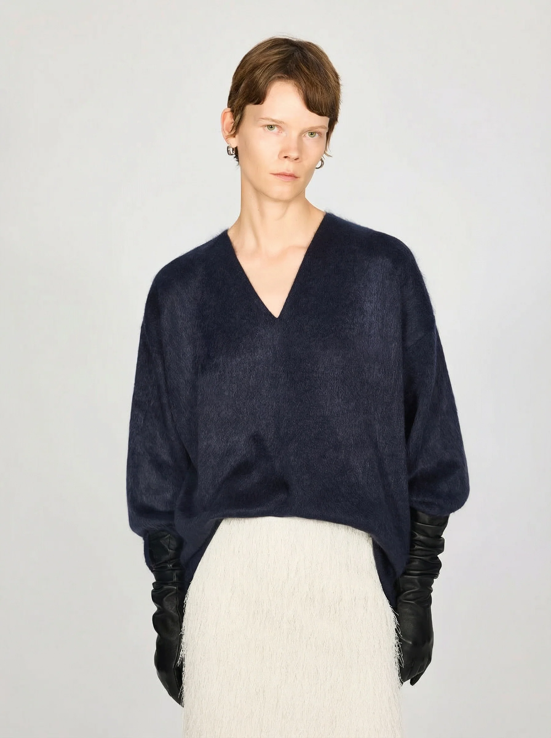 Fuzzy V-Neck Sweater - Image 4