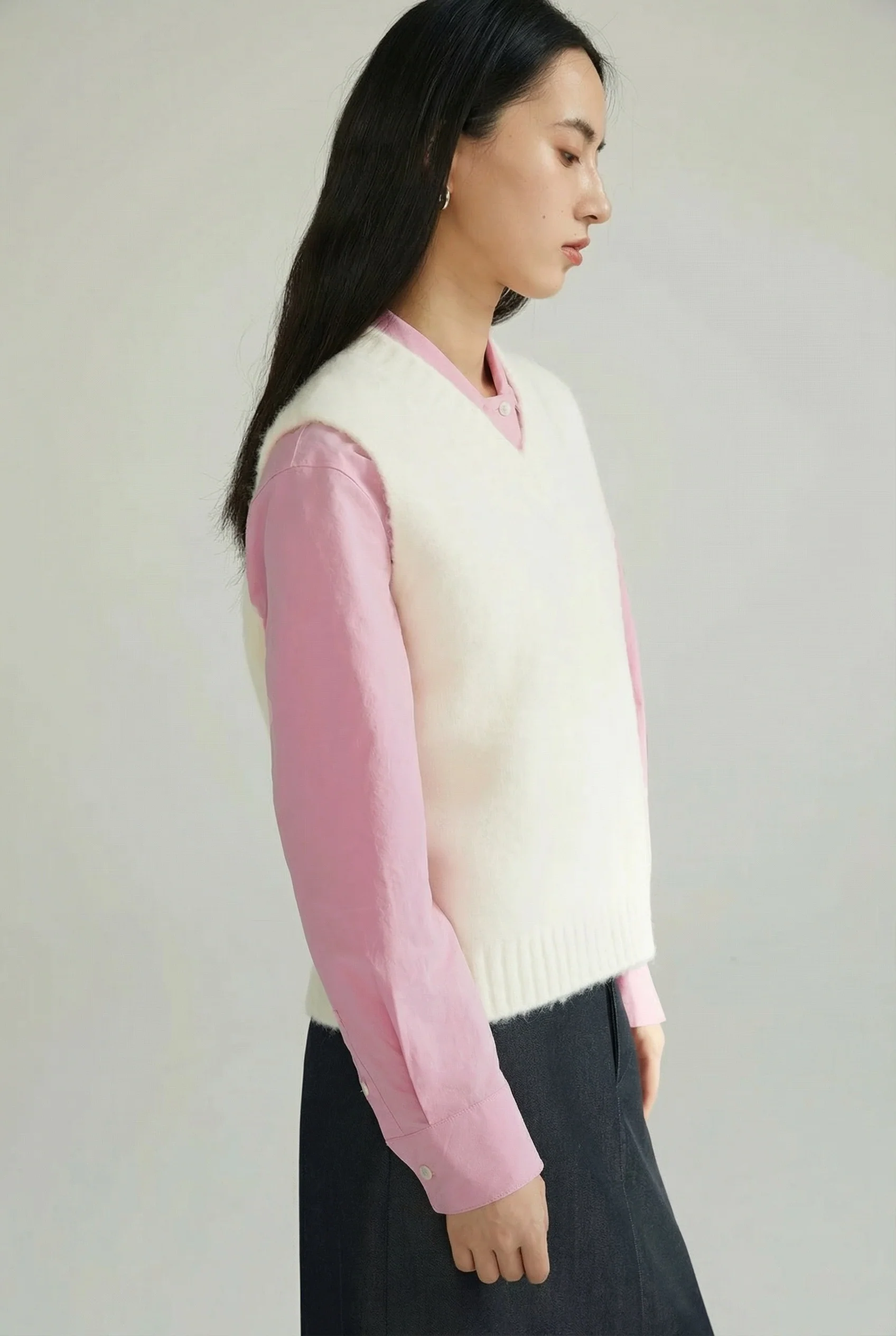 Fuzzy V-Neck Vest - Image 2