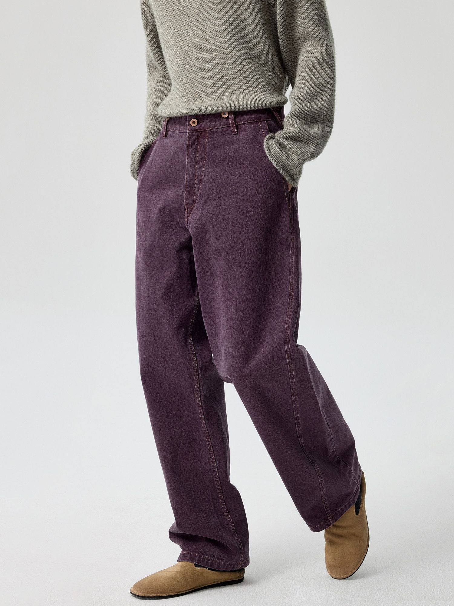Garment-Dyed Wide Jeans