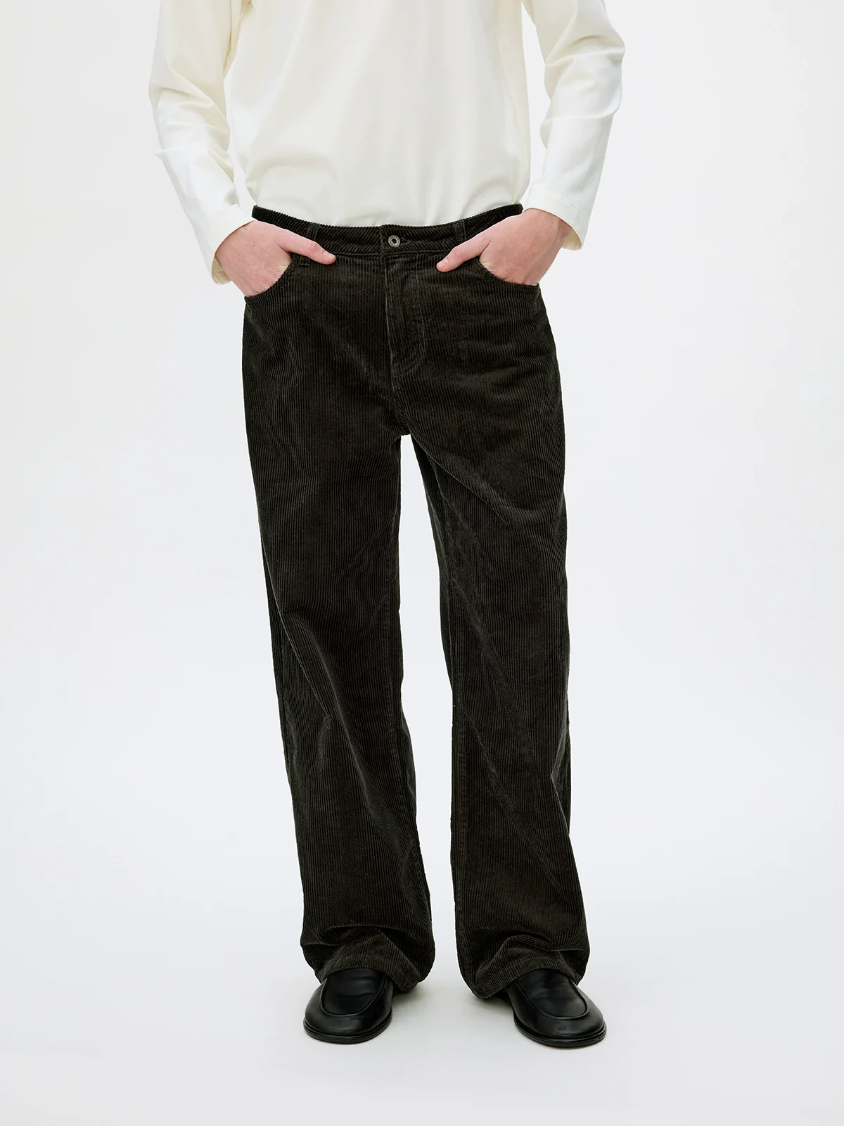Garment-Washed 8-Wale Corduroy Straight Trousers - Image 2
