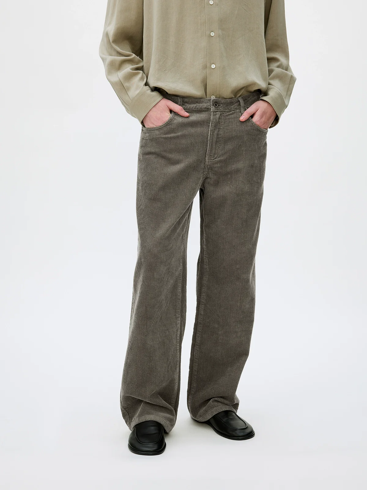 Garment-Washed 8-Wale Corduroy Straight Trousers - Image 4