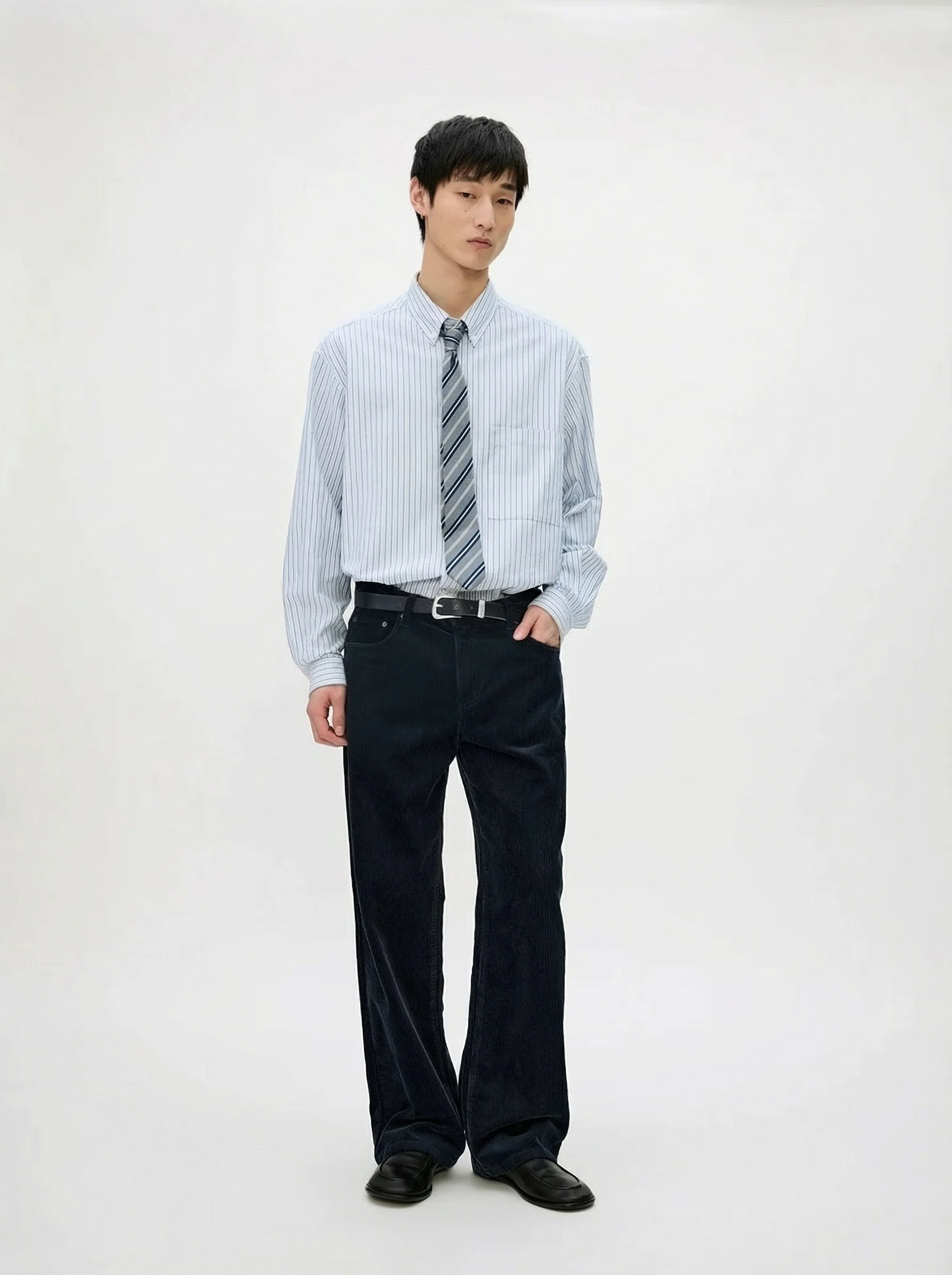 Garment-Washed 8-Wale Corduroy Straight Trousers - Image 7