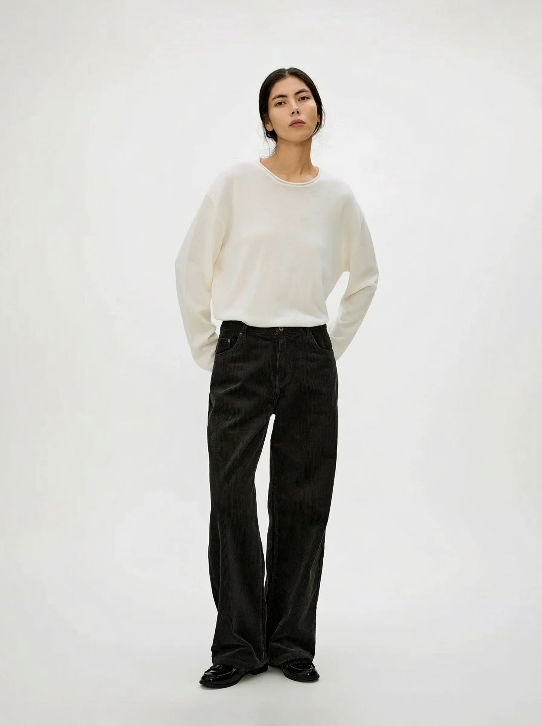 Garment-Washed 8-Wale Corduroy Straight Trousers - Image 8