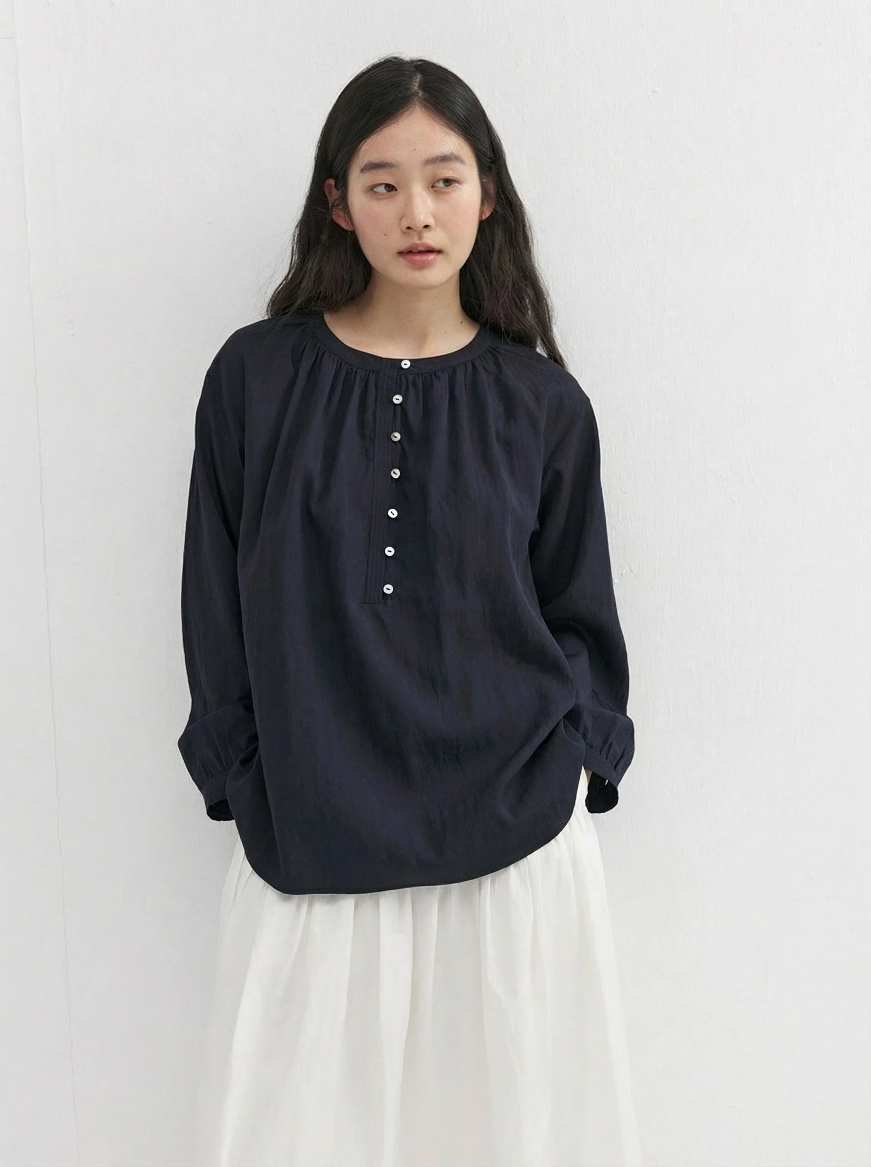 Gathered Button Blouse