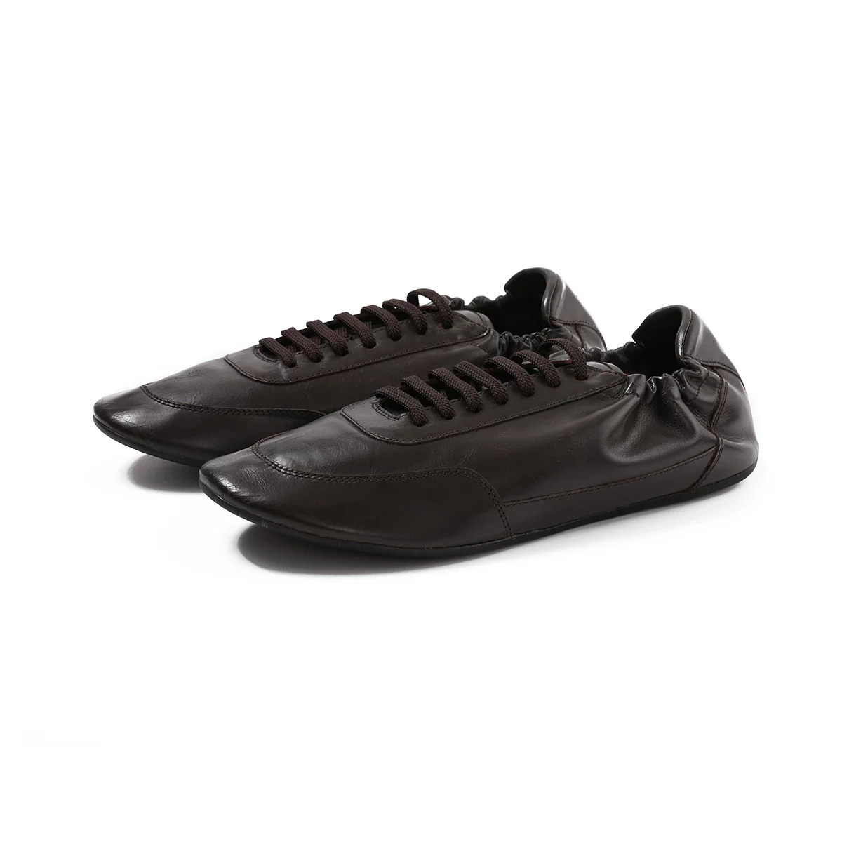 Gathered Leather Sneakers