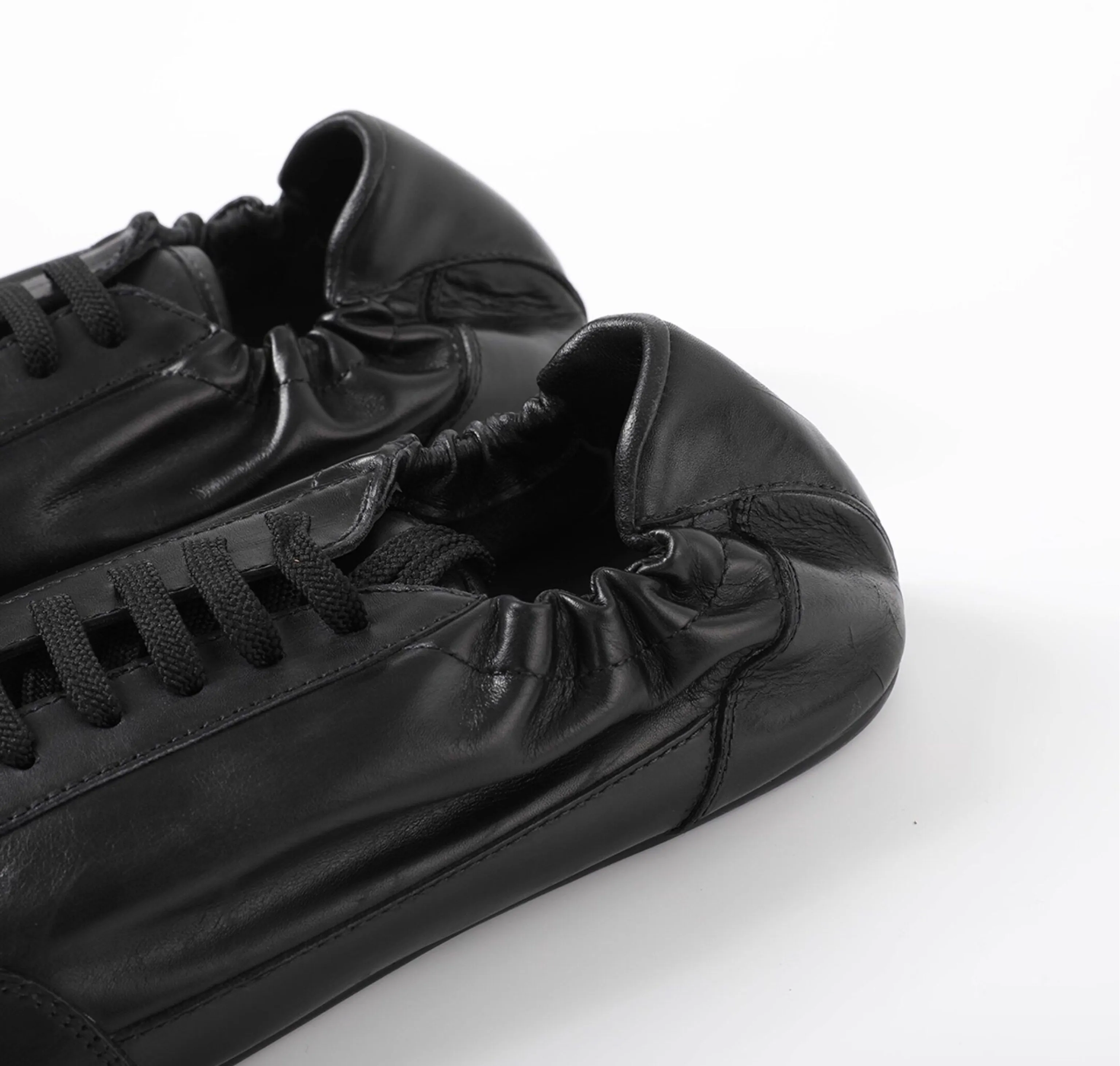 Gathered Leather Sneakers - Image 4