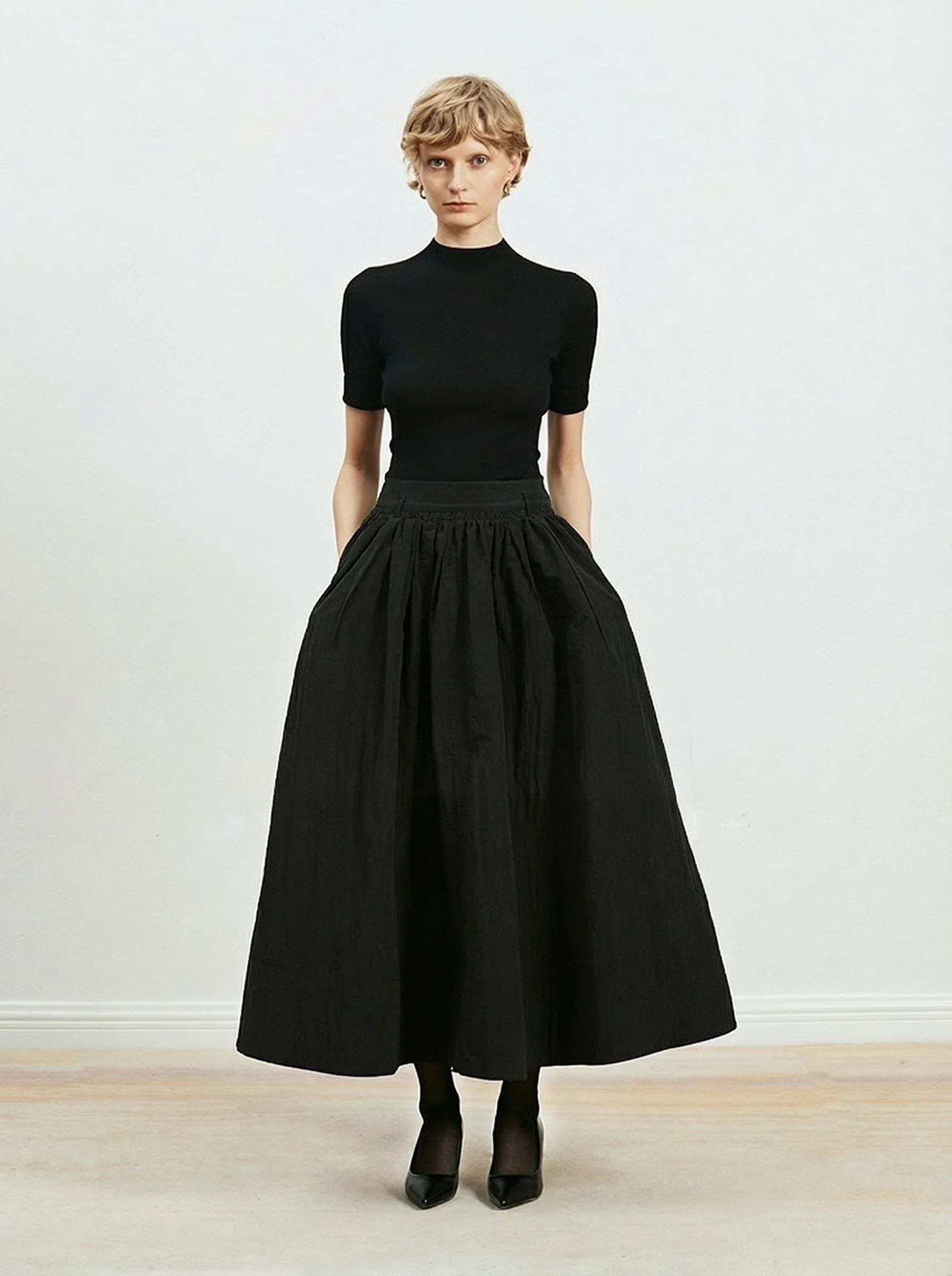 Gathered Midi Skirt